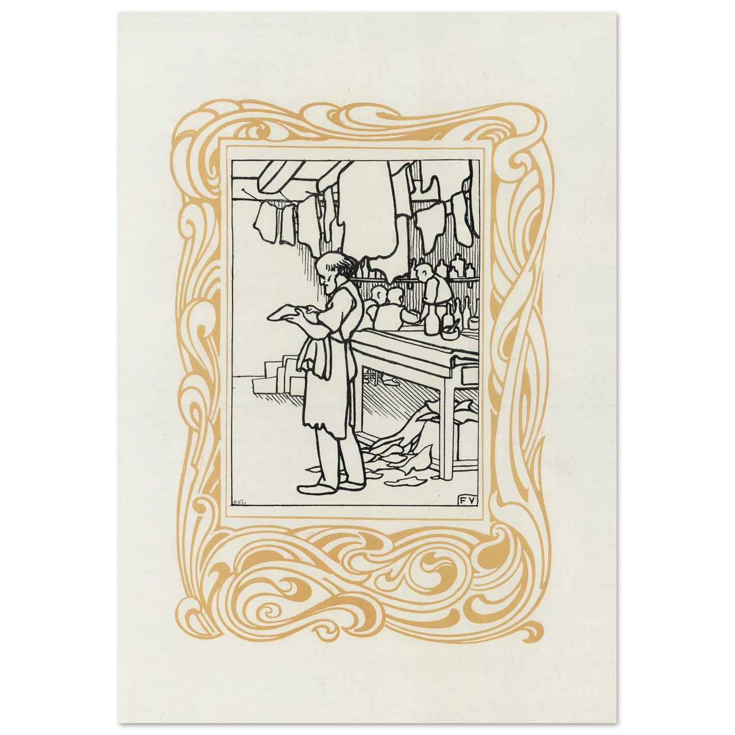 La Maroquinerie (1901) Art Print | Felix Vallotton - Framed Poster - 30x40 cm / 12x16″ - Black frame