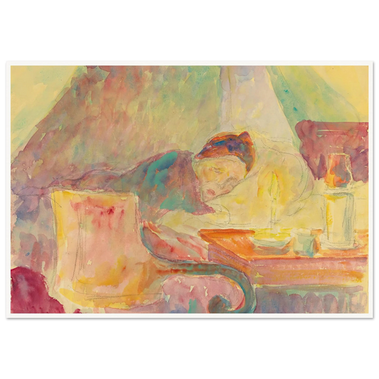 La Mère De L’artiste Au Lit Art Print | Camille Pissarro - Framed Poster - 30x40 cm / 12x16″ - Black frame