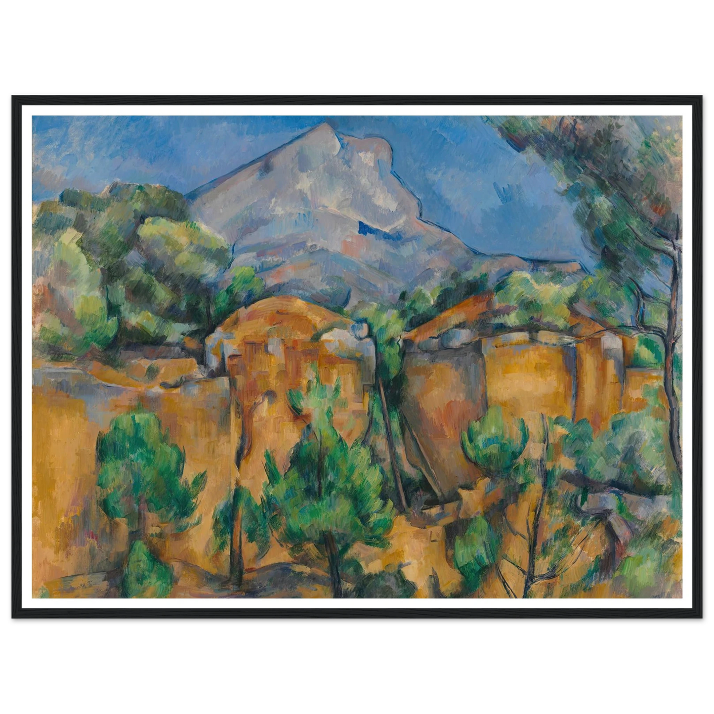 La Montagne Sainte-Victoire vue de la carrière Bibémus (circa 1897) Art Print | Paul Cezanne - Framed Poster - 30x40 cm / 12x16″ - Black frame