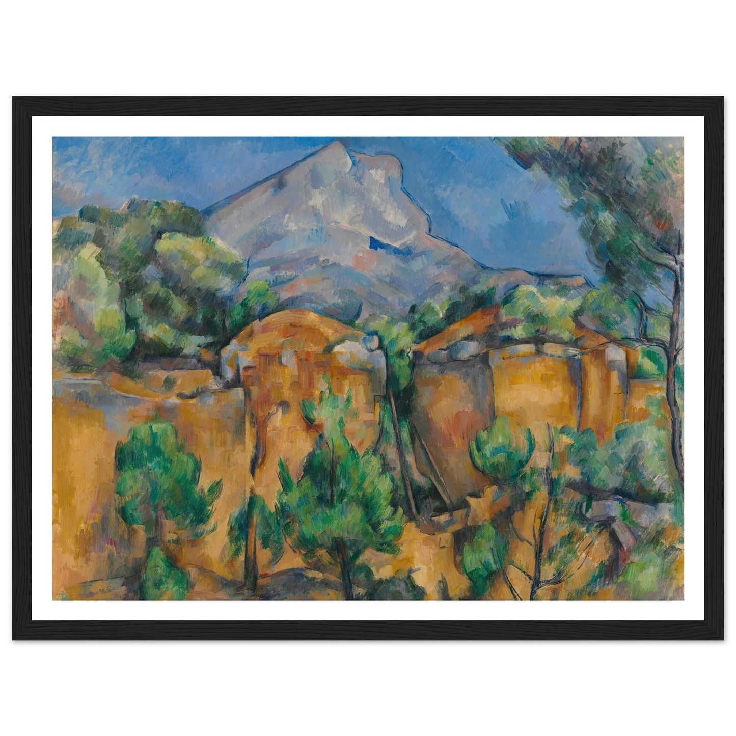 La Montagne Sainte-Victoire vue de la carrière Bibémus (circa 1897) Art Print | Paul Cezanne - Framed Poster - 30x40 cm / 12x16″ - Black frame