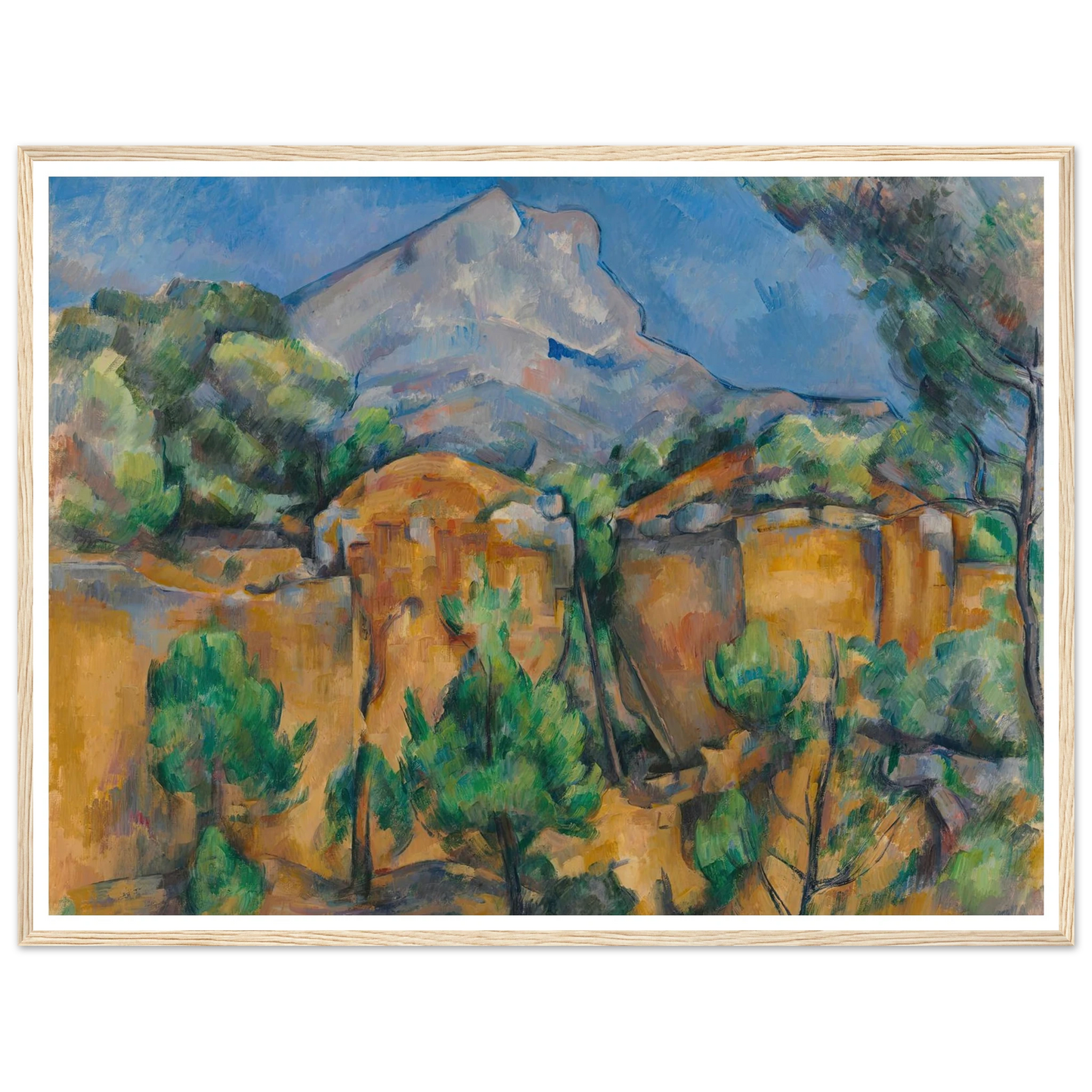 La Montagne Sainte-Victoire vue de la carrière Bibémus (circa 1897) Art Print | Paul Cezanne - Framed Poster - 30x40 cm / 12x16″ - Black frame