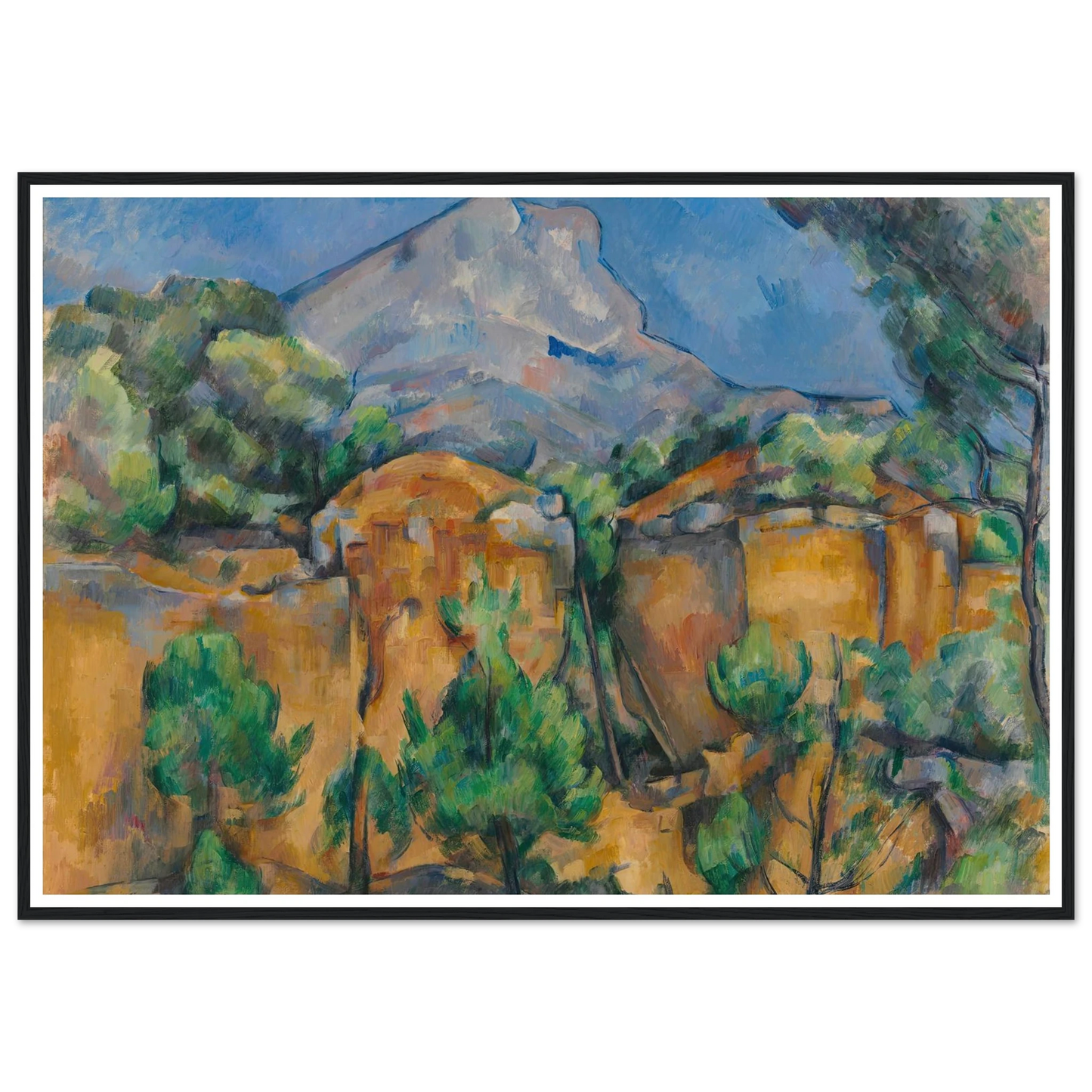 La Montagne Sainte-Victoire vue de la carrière Bibémus (circa 1897) Art Print | Paul Cezanne - Framed Poster - 30x40 cm / 12x16″ - Black frame