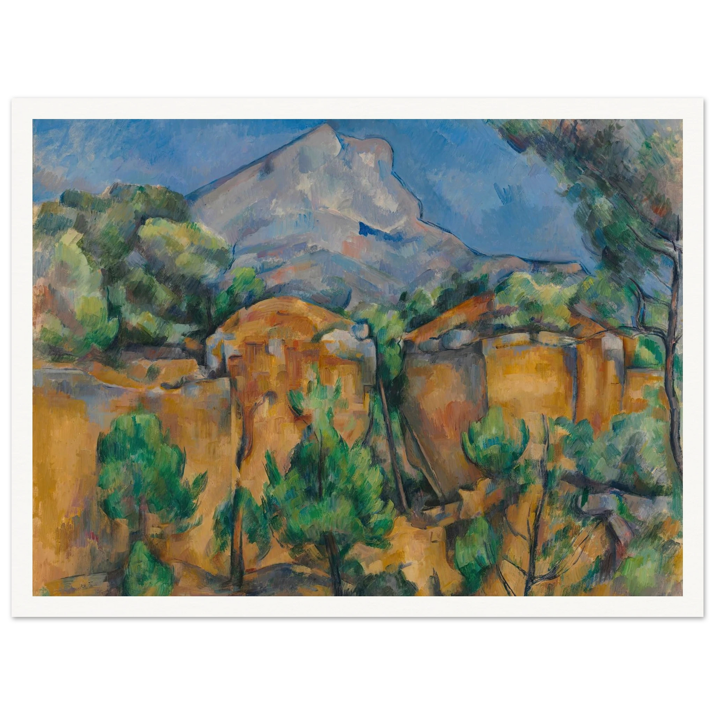 La Montagne Sainte-Victoire vue de la carrière Bibémus (circa 1897) Art Print | Paul Cezanne - Framed Poster - 30x40 cm / 12x16″ - Black frame