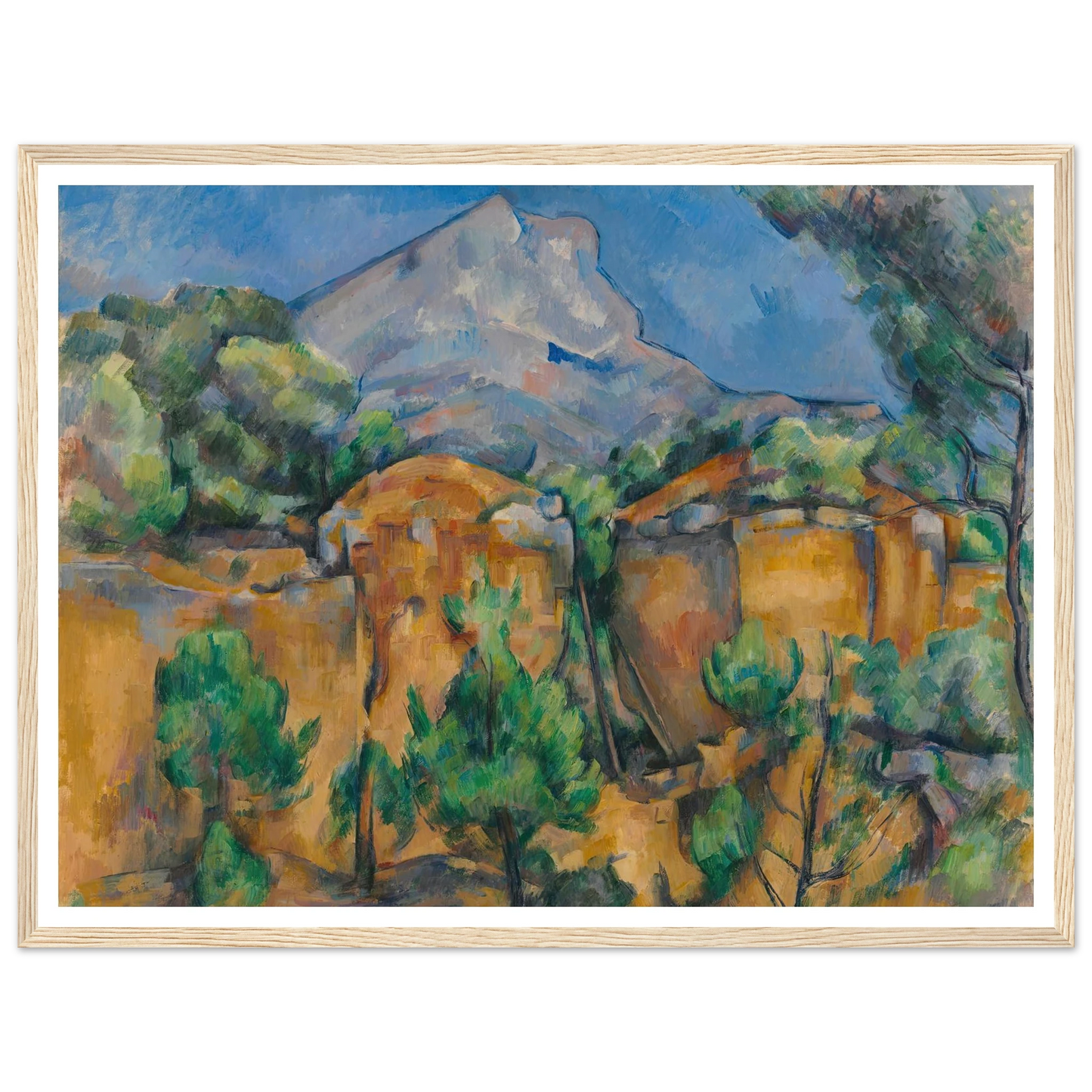 La Montagne Sainte-Victoire vue de la carrière Bibémus (circa 1897) Art Print | Paul Cezanne - Framed Poster - 30x40 cm / 12x16″ - Black frame