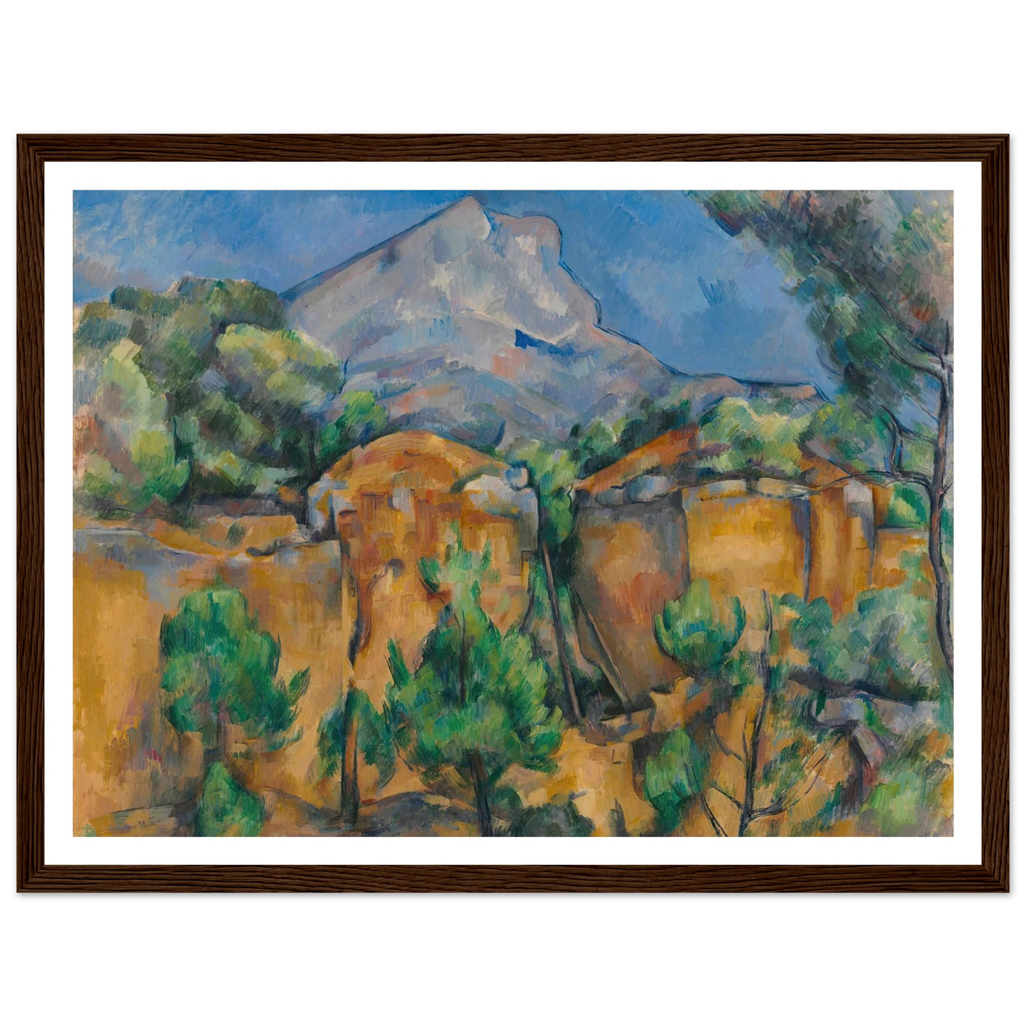 La Montagne Sainte-Victoire vue de la carrière Bibémus (circa 1897) Art Print | Paul Cezanne - Framed Poster - 30x40 cm / 12x16″ - Black frame