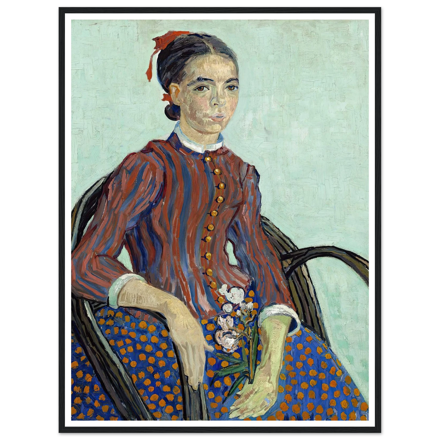 La Mousmé (1888) Art Print | Vincent van Gogh - Framed Poster - 30x40 cm / 12x16″ - Black frame