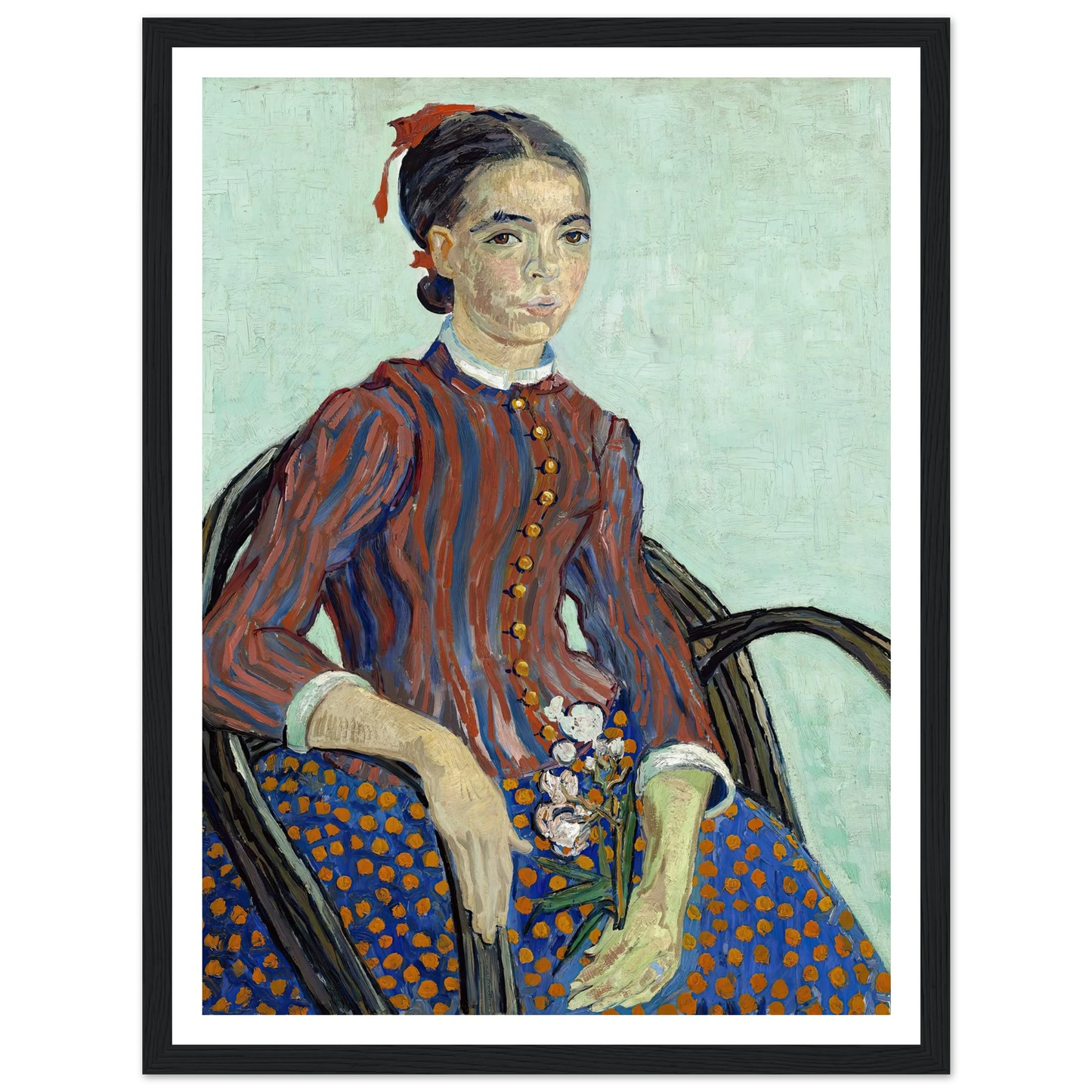 La Mousmé (1888) Art Print | Vincent van Gogh - Framed Poster - 30x40 cm / 12x16″ - Black frame