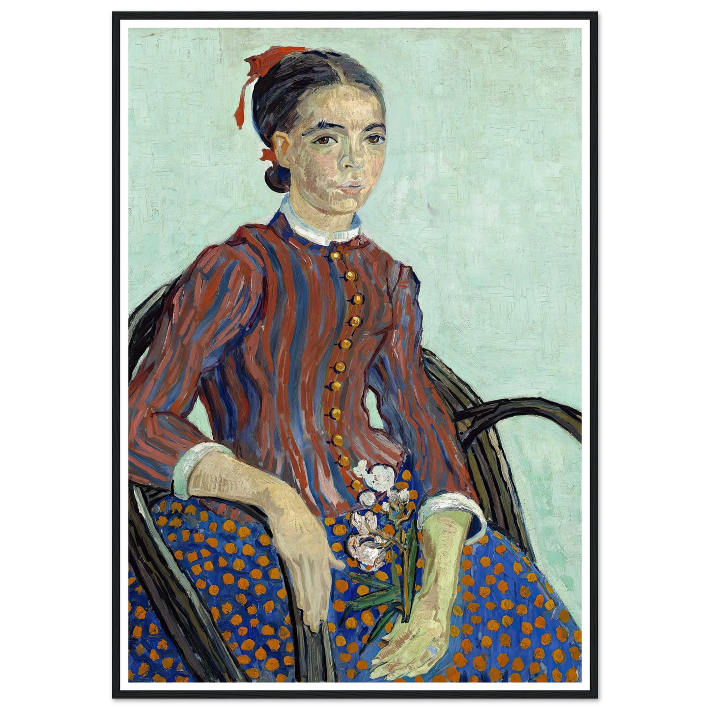 La Mousmé (1888) Art Print | Vincent van Gogh - Framed Poster - 30x40 cm / 12x16″ - Black frame