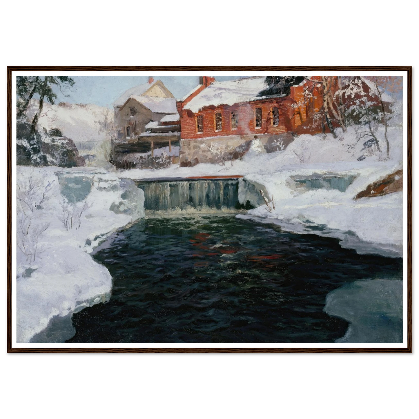 La nouvelle fabrique à Lillehammer (1905 - 1906) Art Print | Frits Thaulow - Framed Poster - 30x40 cm / 12x16″ - Black frame