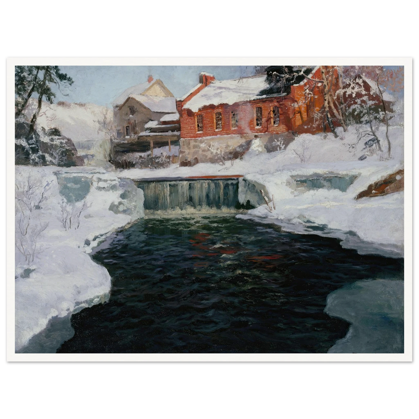 La nouvelle fabrique à Lillehammer (1905 - 1906) Art Print | Frits Thaulow - Framed Poster - 30x40 cm / 12x16″ - Black frame