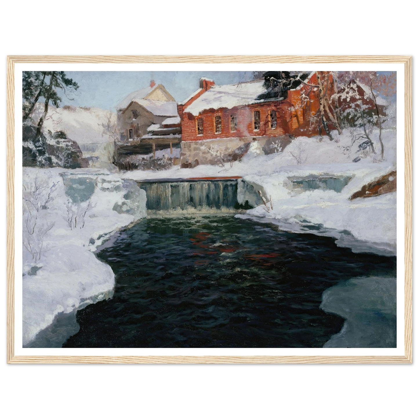 La nouvelle fabrique à Lillehammer (1905 - 1906) Art Print | Frits Thaulow - Framed Poster - 30x40 cm / 12x16″ - Black frame
