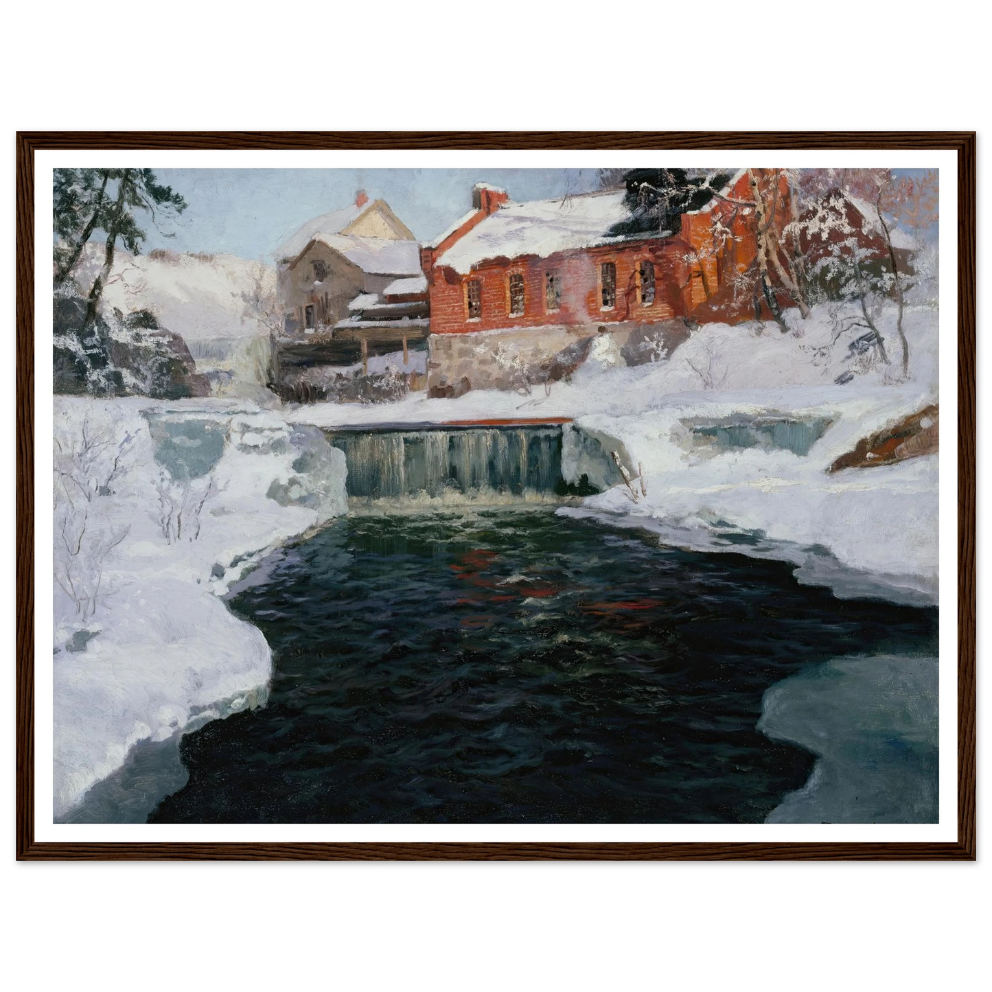 La nouvelle fabrique à Lillehammer (1905 - 1906) Art Print | Frits Thaulow - Framed Poster - 30x40 cm / 12x16″ - Black frame