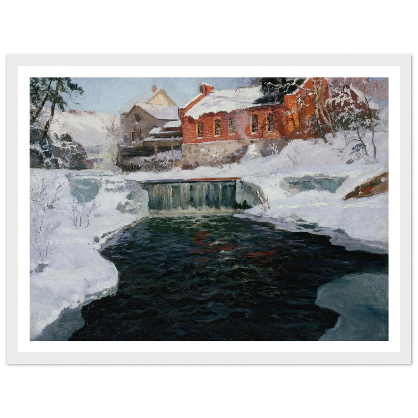 La nouvelle fabrique à Lillehammer (1905 - 1906) Art Print | Frits Thaulow - Framed Poster - 30x40 cm / 12x16″ - Black frame