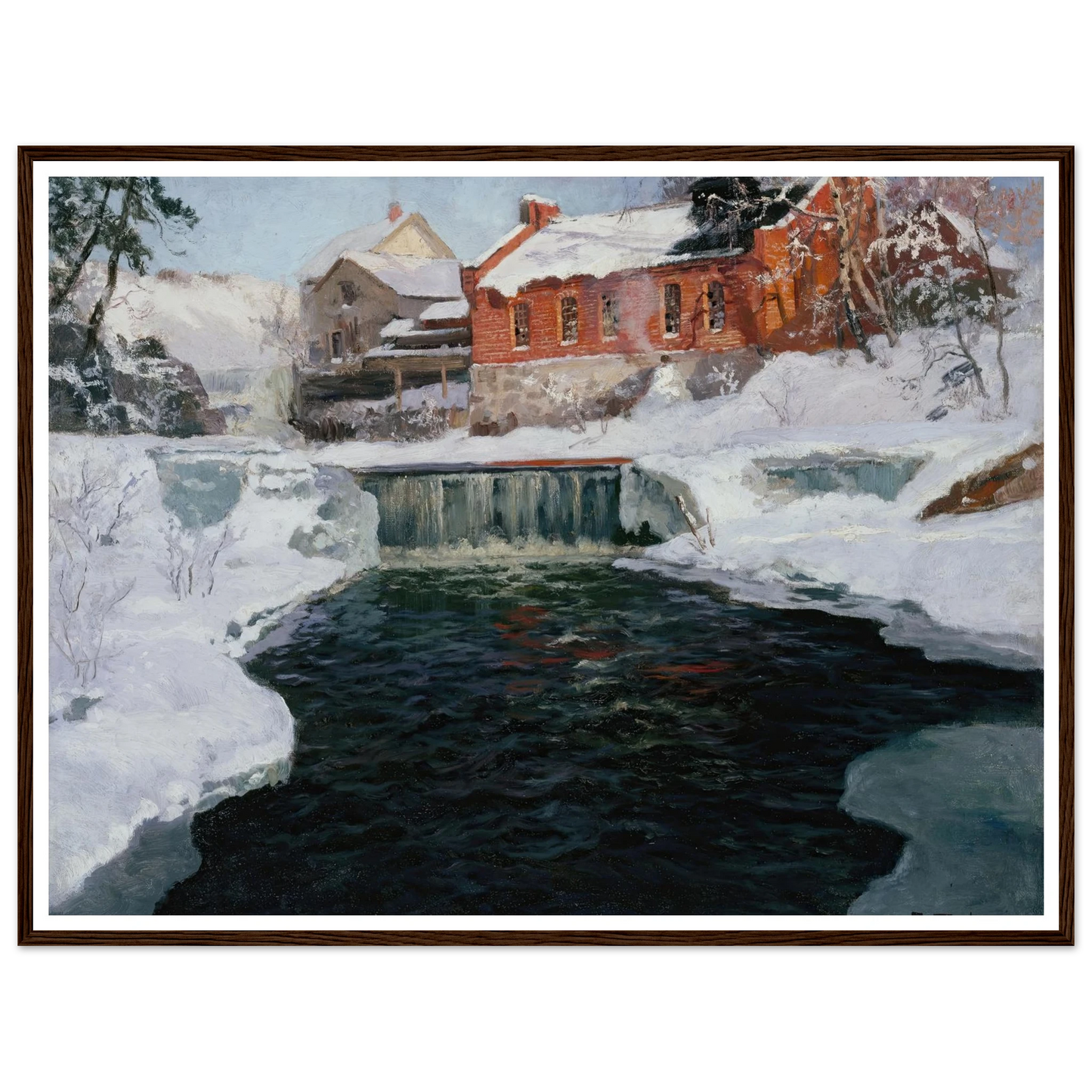 La nouvelle fabrique à Lillehammer (1905 - 1906) Art Print | Frits Thaulow - Framed Poster - 30x40 cm / 12x16″ - Black frame