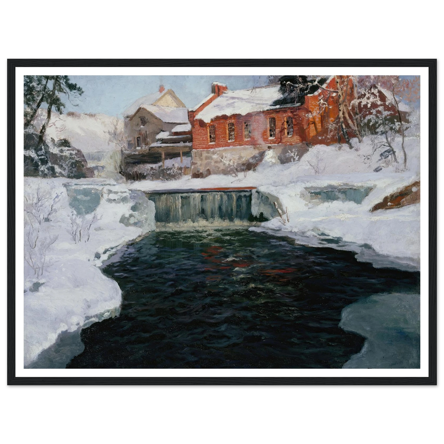 La nouvelle fabrique à Lillehammer (1905 - 1906) Art Print | Frits Thaulow - Framed Poster - 30x40 cm / 12x16″ - Black frame