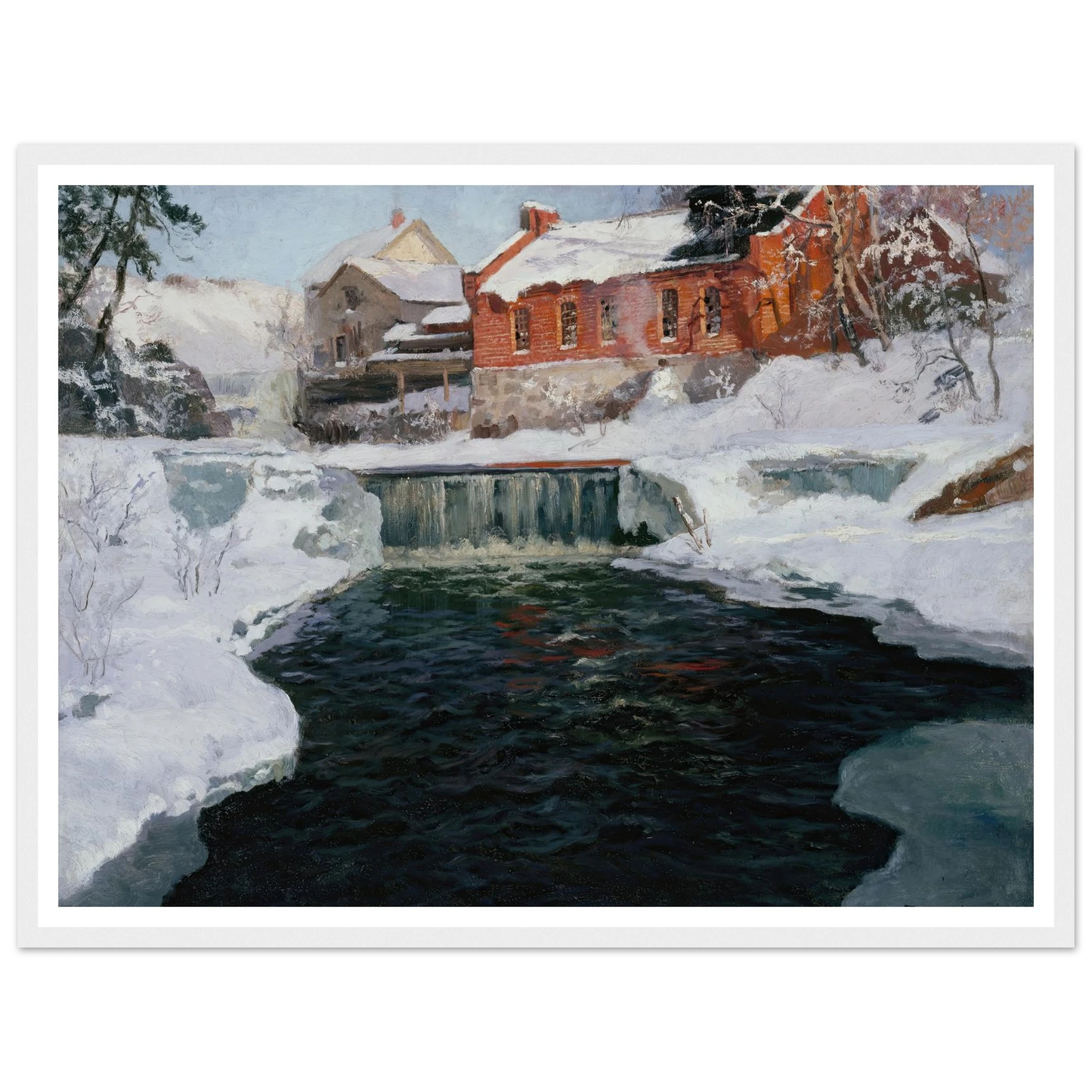 La nouvelle fabrique à Lillehammer (1905 - 1906) Art Print | Frits Thaulow - Framed Poster - 30x40 cm / 12x16″ - Black frame