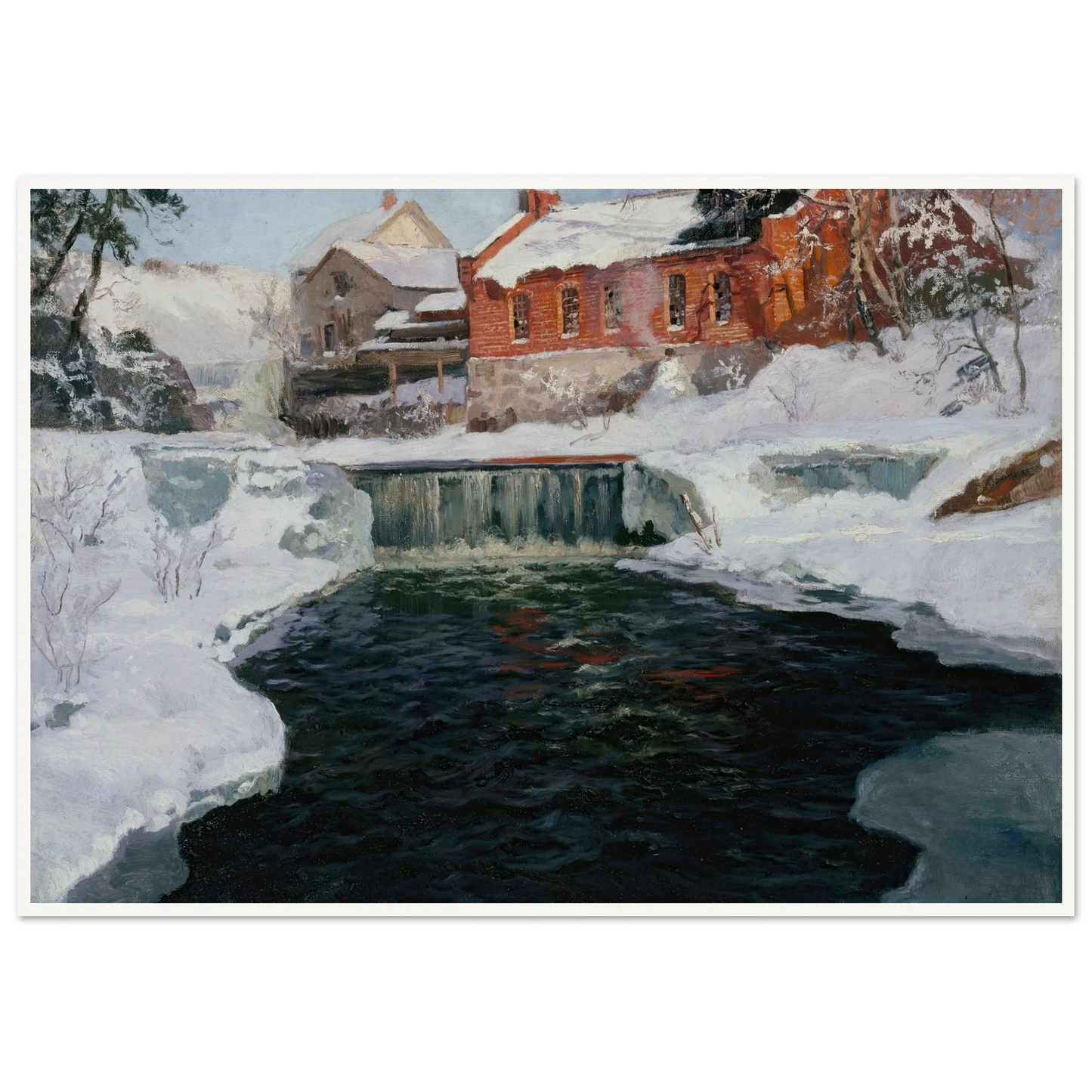 La nouvelle fabrique à Lillehammer (1905 - 1906) Art Print | Frits Thaulow - Framed Poster - 30x40 cm / 12x16″ - Black frame