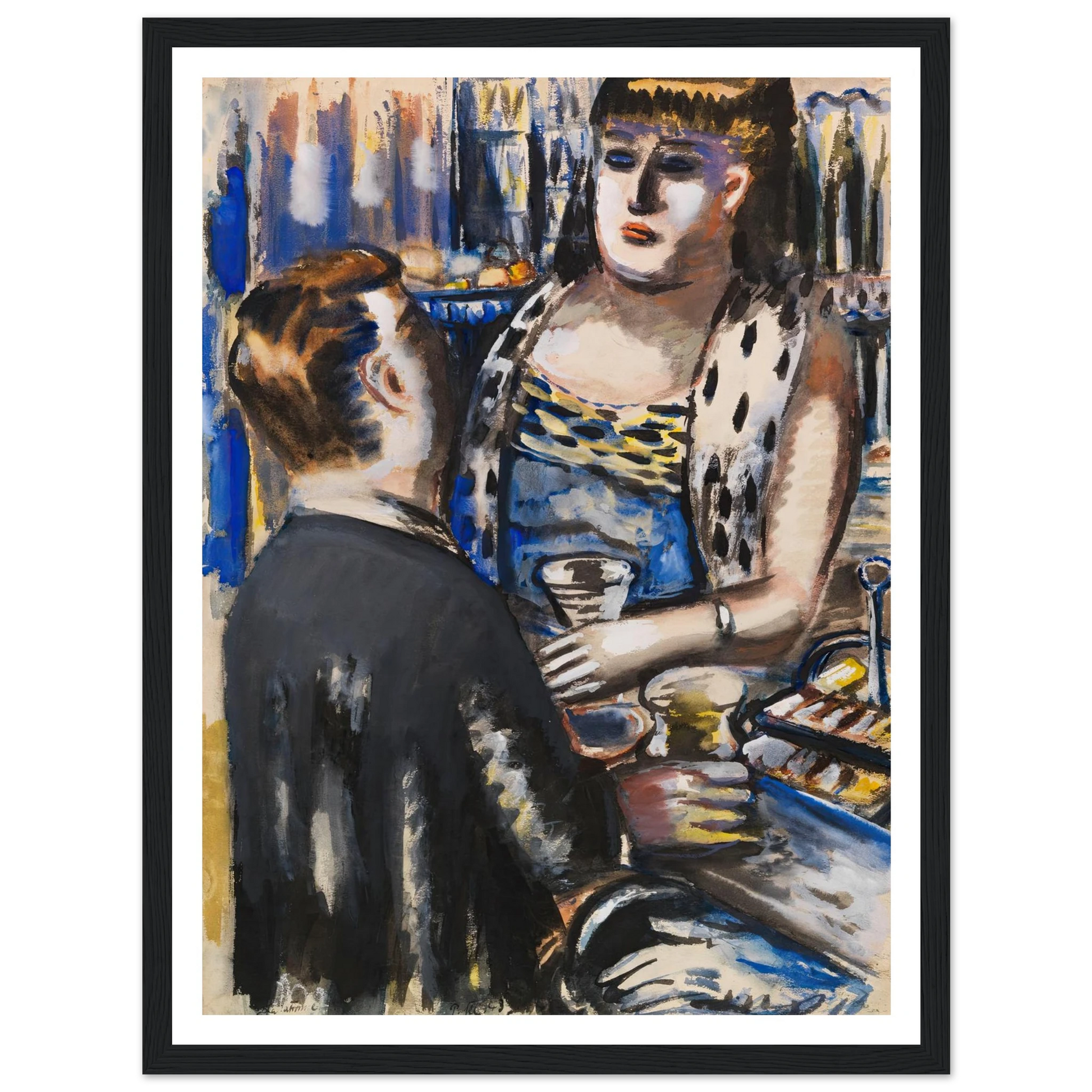 La Patronne (1943-1946) Art Print | Paul Kleinschmidt - Framed Poster - 30x40 cm / 12x16″ - Black frame