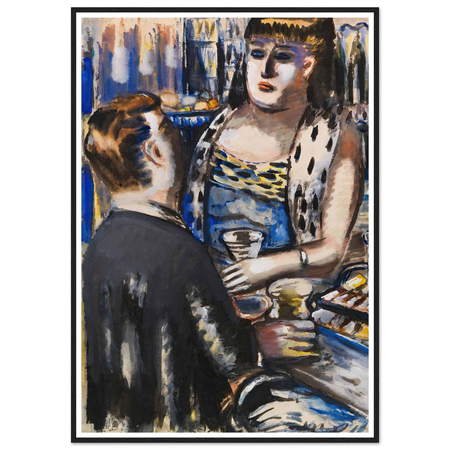 La Patronne (1943-1946) Art Print | Paul Kleinschmidt - Framed Poster - 30x40 cm / 12x16″ - Black frame