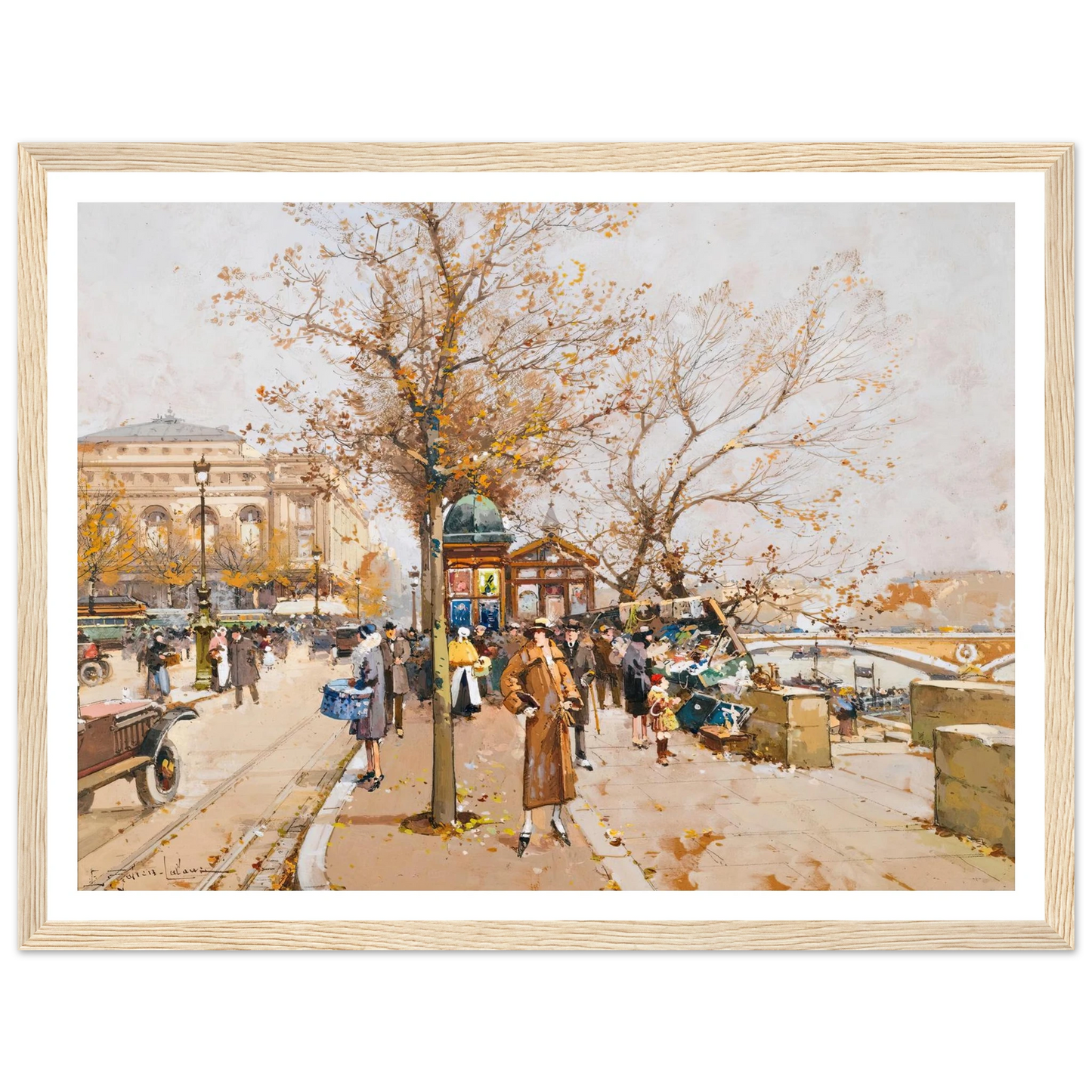 La Place Du Châtelet À Paris Art Print | Eugene Galien Laloue - Framed Poster - 30x40 cm / 12x16″ - Black frame