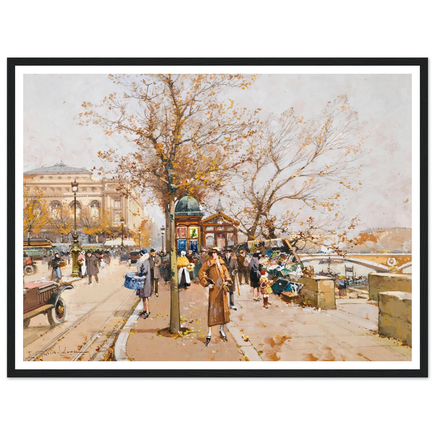 La Place Du Châtelet À Paris Art Print | Eugene Galien Laloue - Framed Poster - 30x40 cm / 12x16″ - Black frame