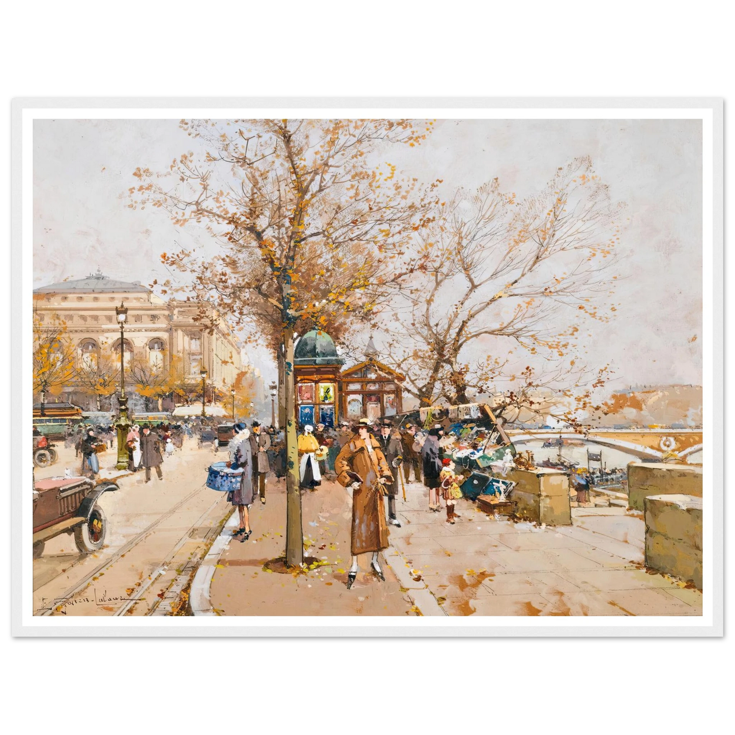 La Place Du Châtelet À Paris Art Print | Eugene Galien Laloue - Framed Poster - 30x40 cm / 12x16″ - Black frame