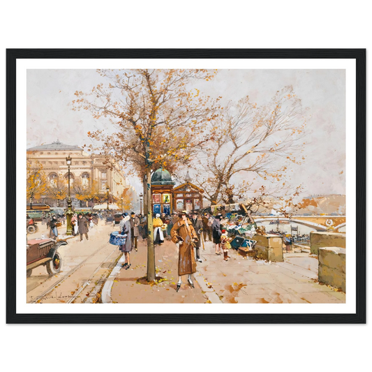 La Place Du Châtelet À Paris Art Print | Eugene Galien Laloue - Framed Poster - 30x40 cm / 12x16″ - Black frame