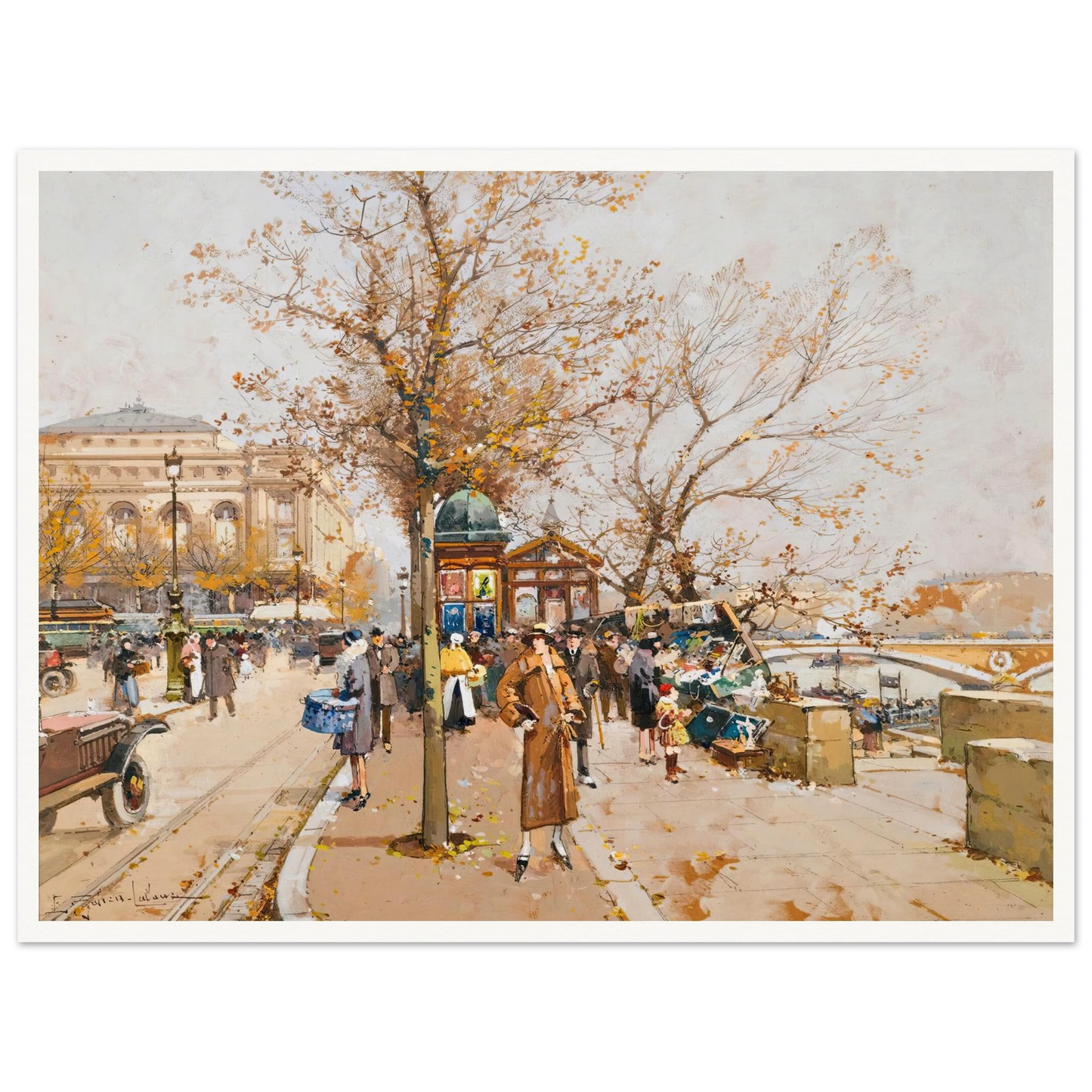La Place Du Châtelet À Paris Art Print | Eugene Galien Laloue - Framed Poster - 30x40 cm / 12x16″ - Black frame