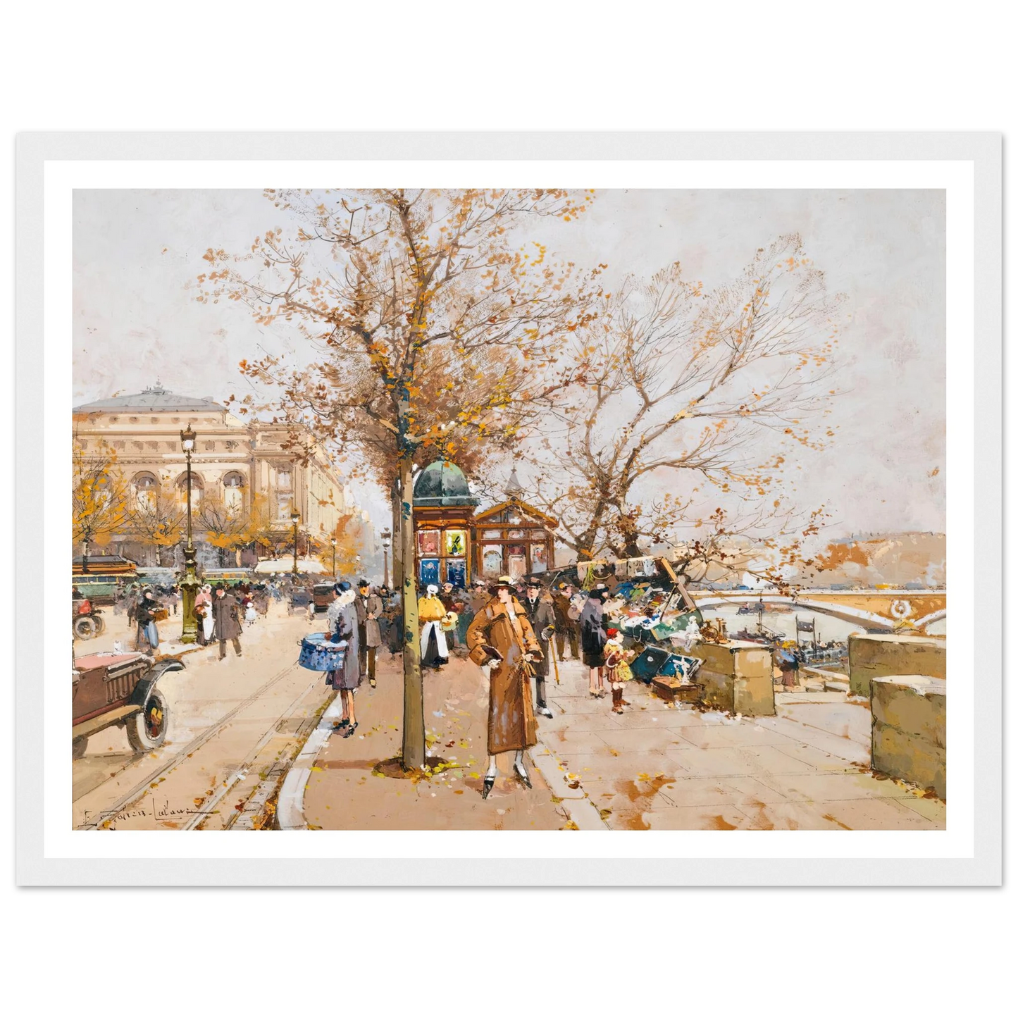 La Place Du Châtelet À Paris Art Print | Eugene Galien Laloue - Framed Poster - 30x40 cm / 12x16″ - Black frame