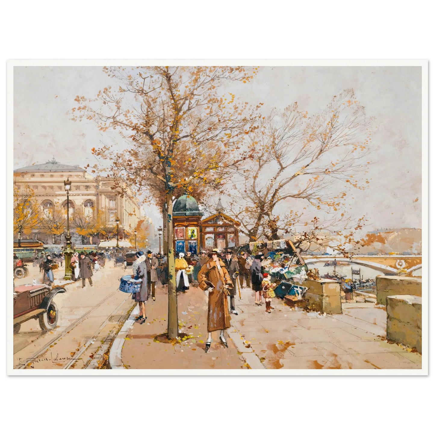 La Place Du Châtelet À Paris Art Print | Eugene Galien Laloue - Framed Poster - 30x40 cm / 12x16″ - Black frame