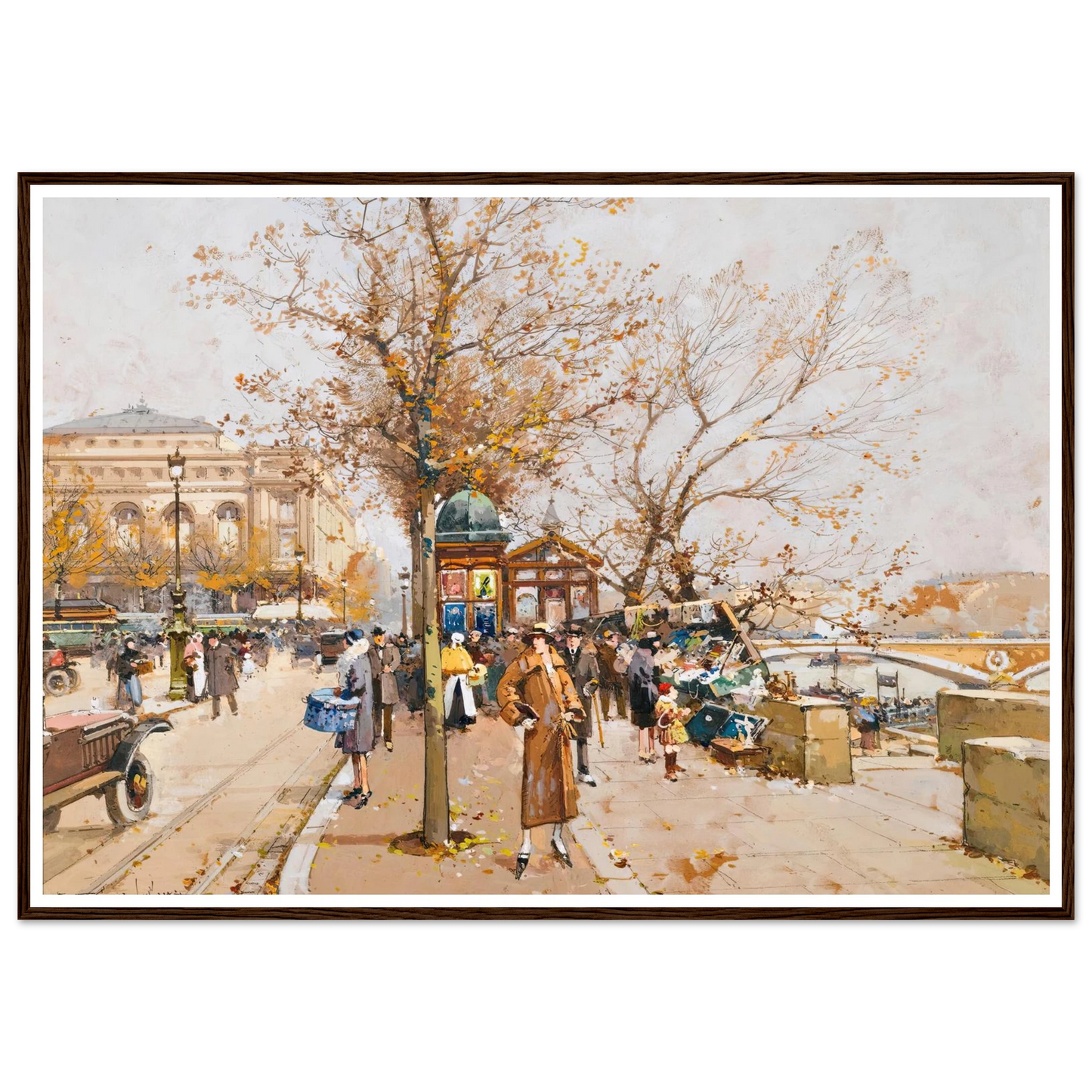La Place Du Châtelet À Paris Art Print | Eugene Galien Laloue - Framed Poster - 30x40 cm / 12x16″ - Black frame