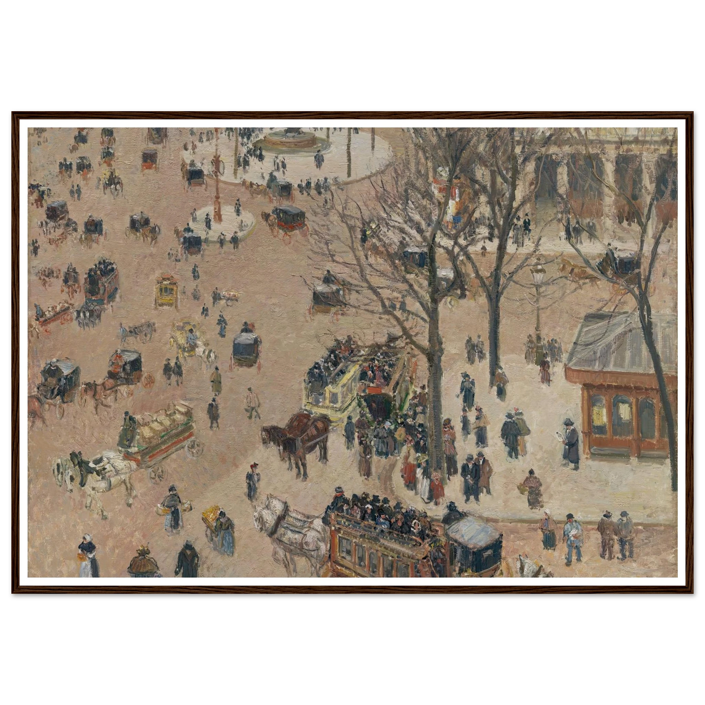 La Place du Théâtre Français (1898) Art Print | Camille Pissarro - Framed Poster - 30x40 cm / 12x16″ - Black frame