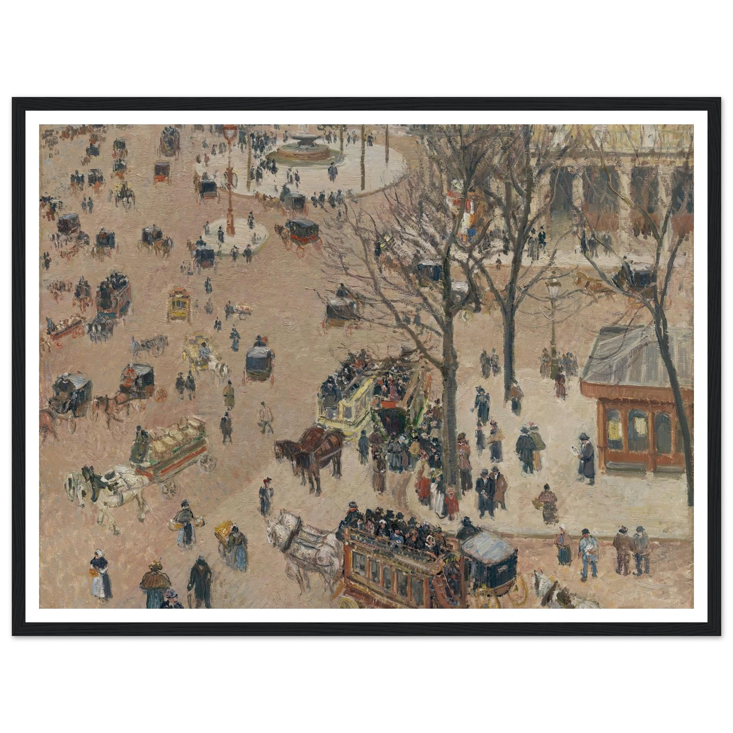 La Place du Théâtre Français (1898) Art Print | Camille Pissarro - Framed Poster - 30x40 cm / 12x16″ - Black frame