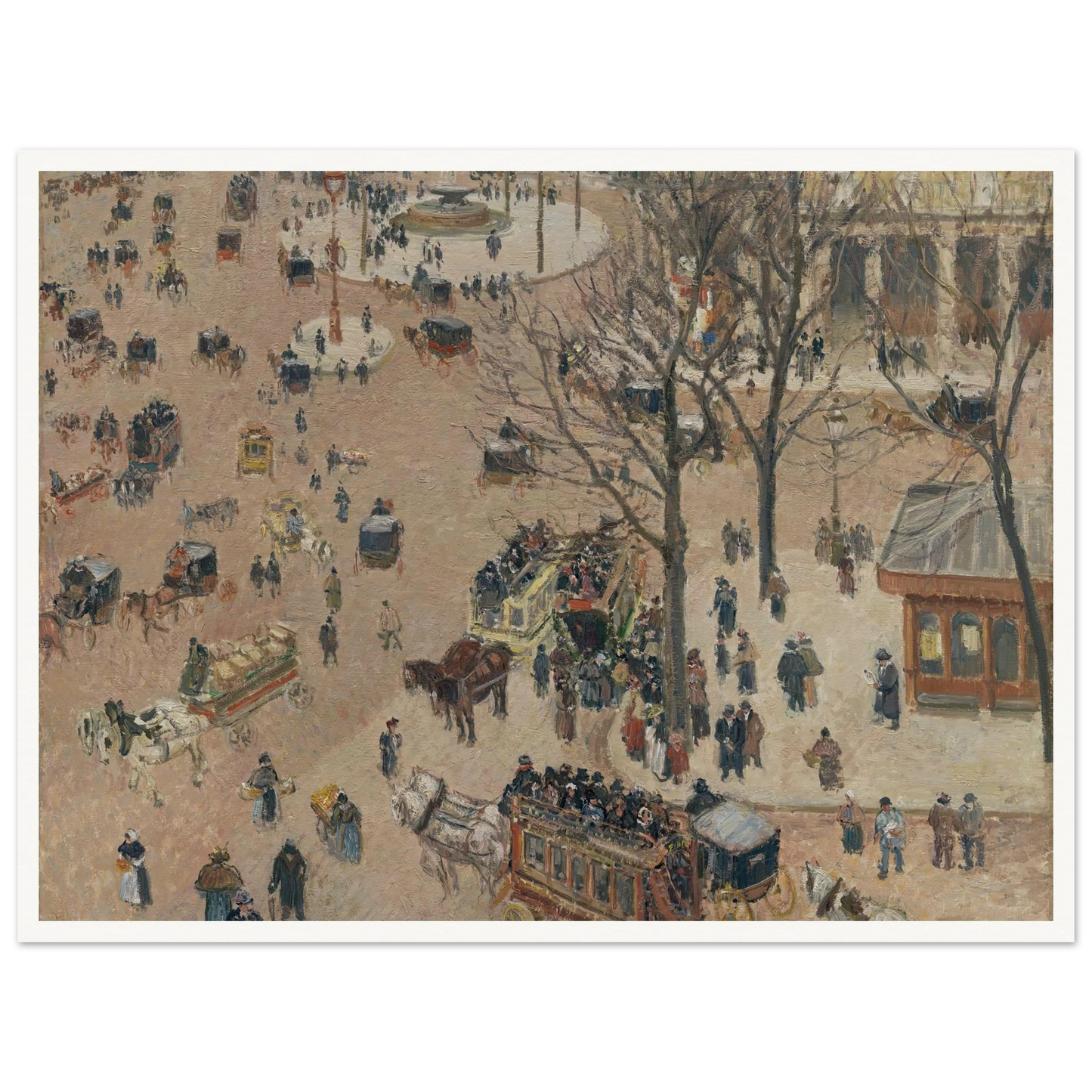 La Place du Théâtre Français (1898) Art Print | Camille Pissarro - Framed Poster - 30x40 cm / 12x16″ - Black frame