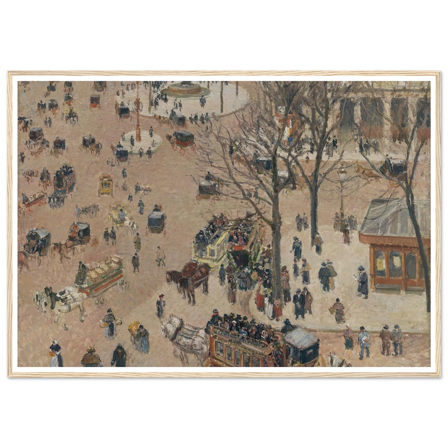 La Place du Théâtre Français (1898) Art Print | Camille Pissarro - Framed Poster - 30x40 cm / 12x16″ - Black frame