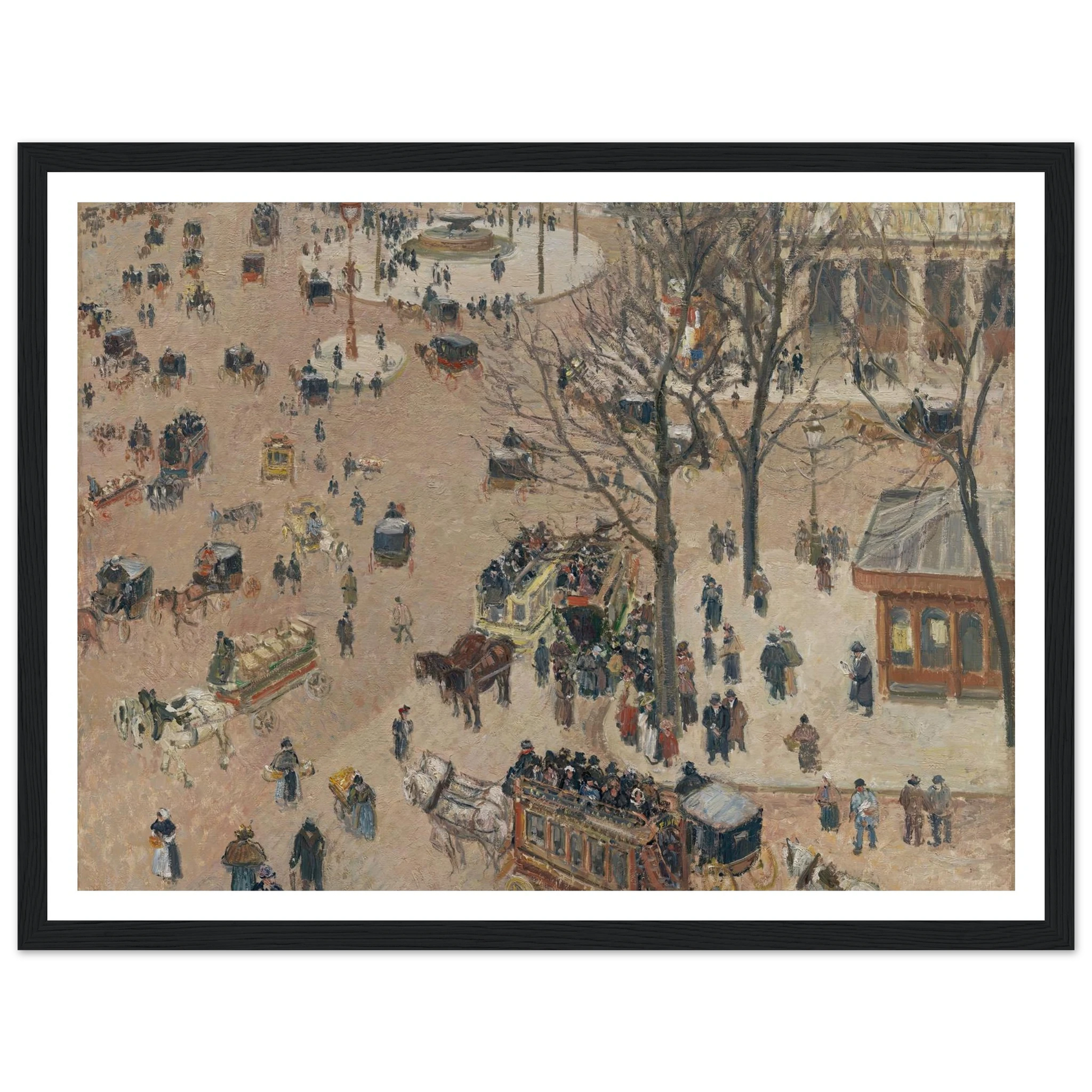 La Place du Théâtre Français (1898) Art Print | Camille Pissarro - Framed Poster - 30x40 cm / 12x16″ - Black frame