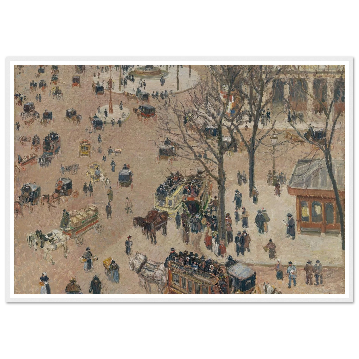 La Place du Théâtre Français (1898) Art Print | Camille Pissarro - Framed Poster - 30x40 cm / 12x16″ - Black frame