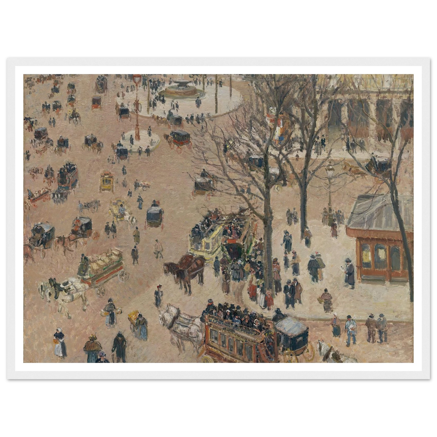 La Place du Théâtre Français (1898) Art Print | Camille Pissarro - Framed Poster - 30x40 cm / 12x16″ - Black frame