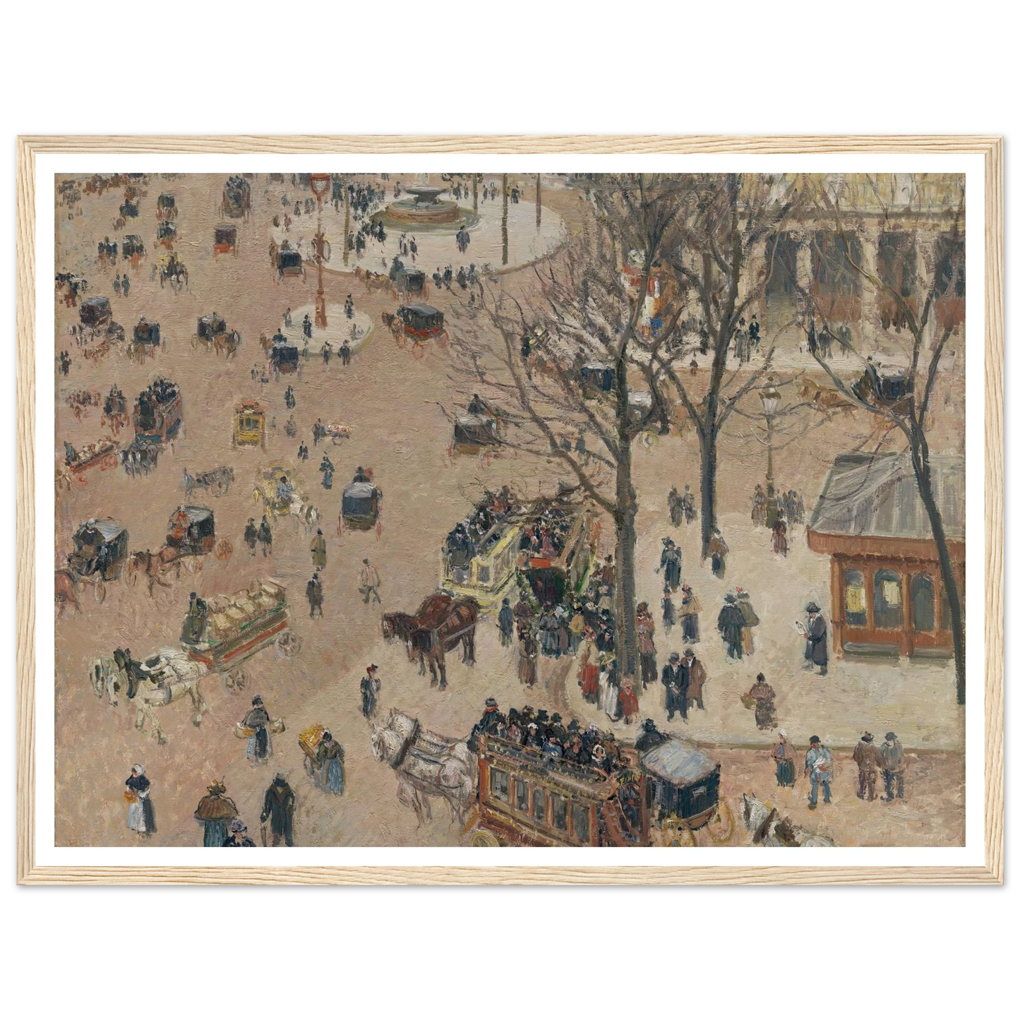 La Place du Théâtre Français (1898) Art Print | Camille Pissarro - Framed Poster - 30x40 cm / 12x16″ - Black frame