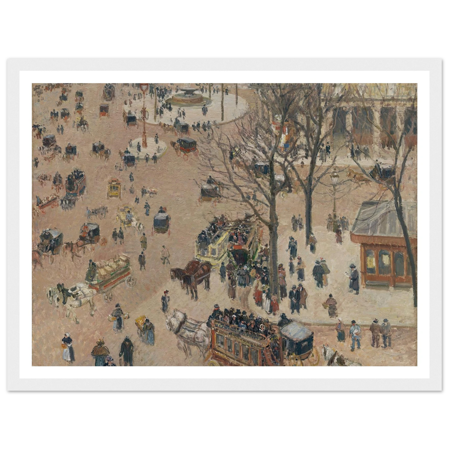 La Place du Théâtre Français (1898) Art Print | Camille Pissarro - Framed Poster - 30x40 cm / 12x16″ - Black frame