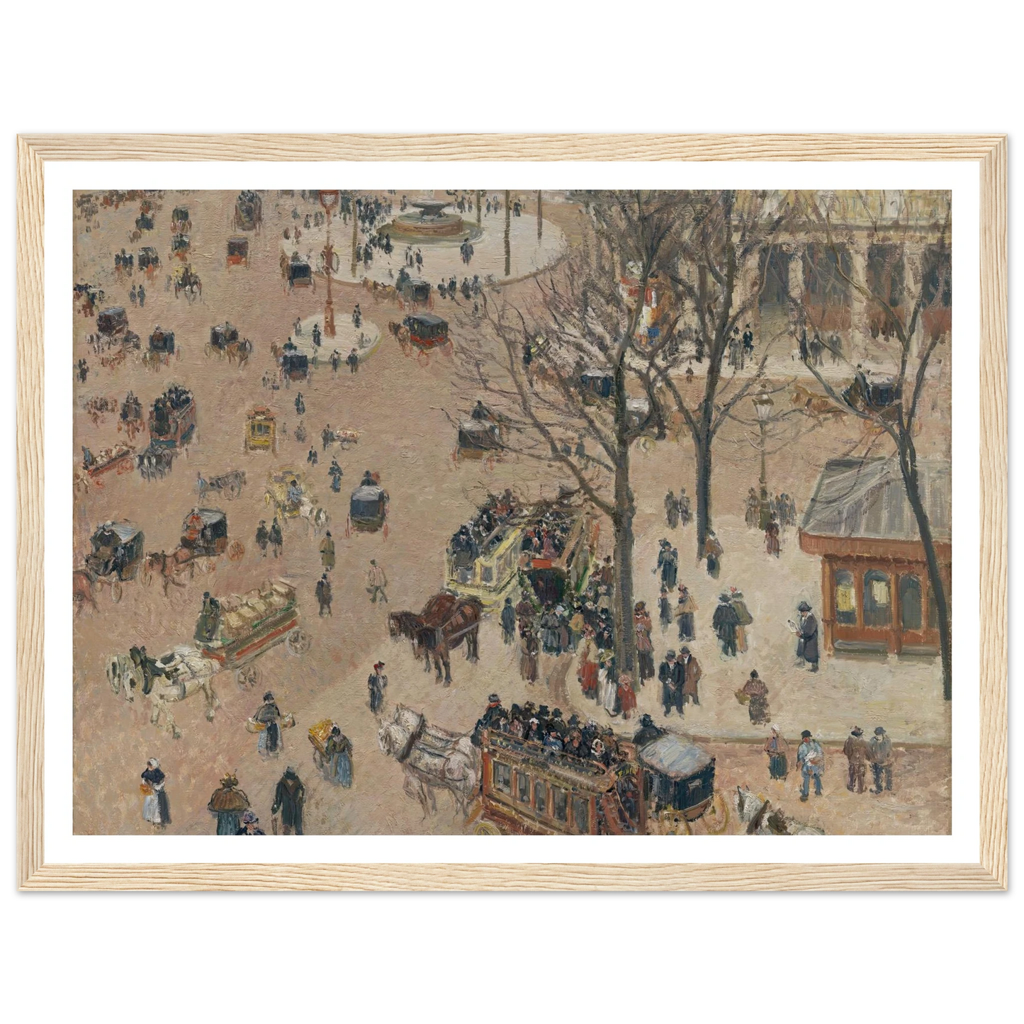La Place du Théâtre Français (1898) Art Print | Camille Pissarro - Framed Poster - 30x40 cm / 12x16″ - Black frame