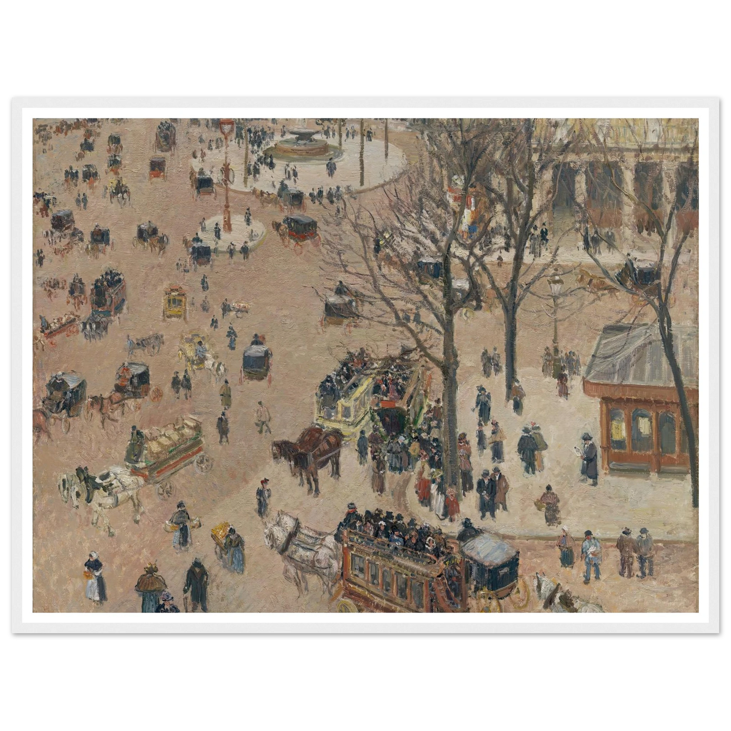 La Place du Théâtre Français (1898) Art Print | Camille Pissarro - Framed Poster - 30x40 cm / 12x16″ - Black frame