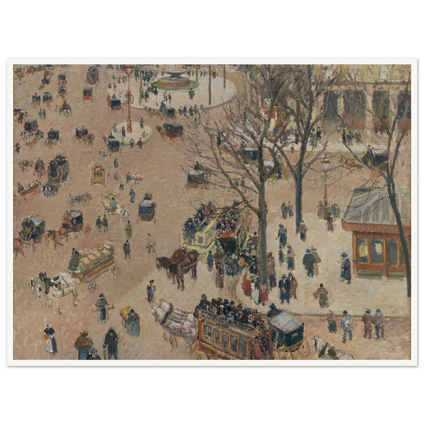 La Place du Théâtre Français (1898) Art Print | Camille Pissarro - Framed Poster - 30x40 cm / 12x16″ - Black frame