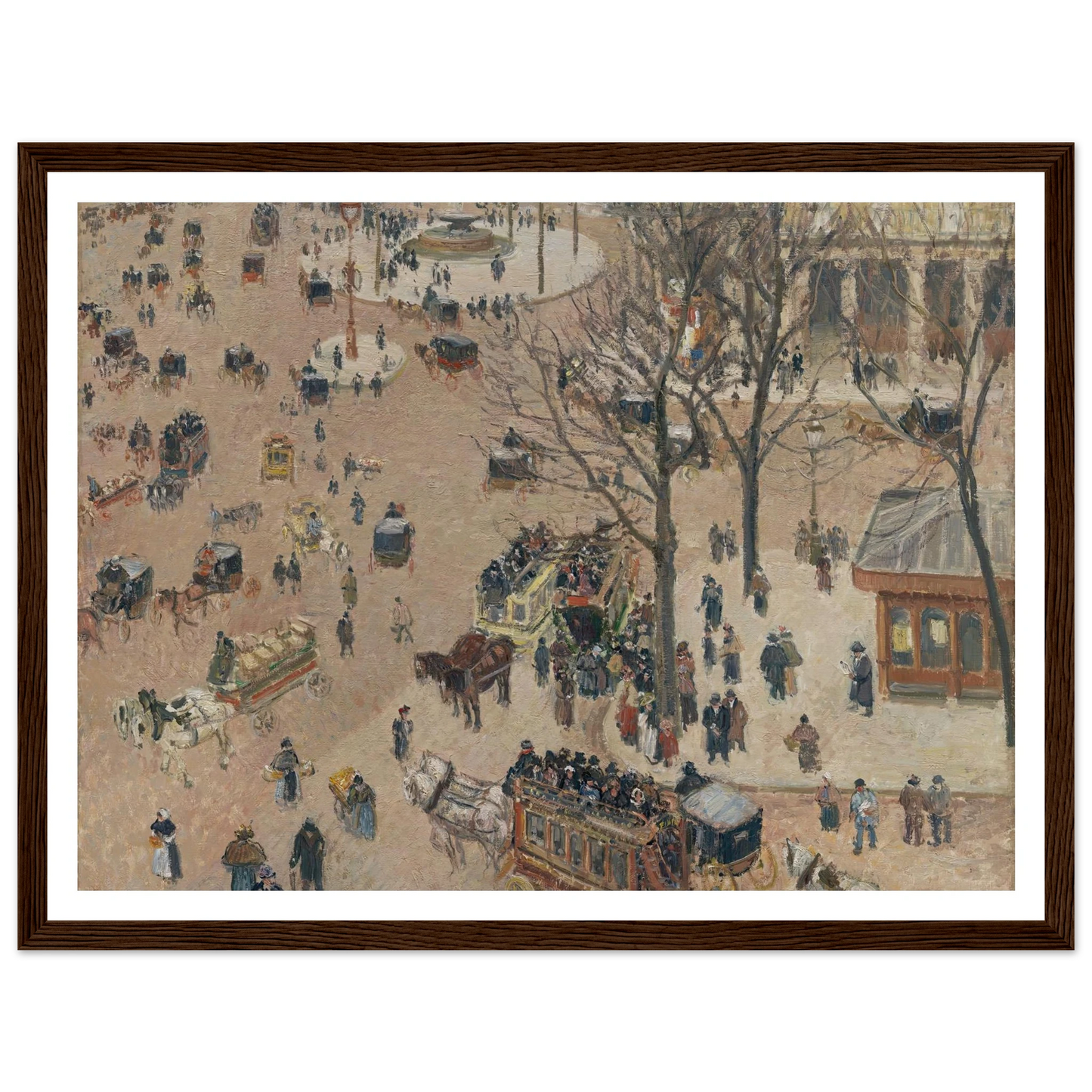 La Place du Théâtre Français (1898) Art Print | Camille Pissarro - Framed Poster - 30x40 cm / 12x16″ - Black frame