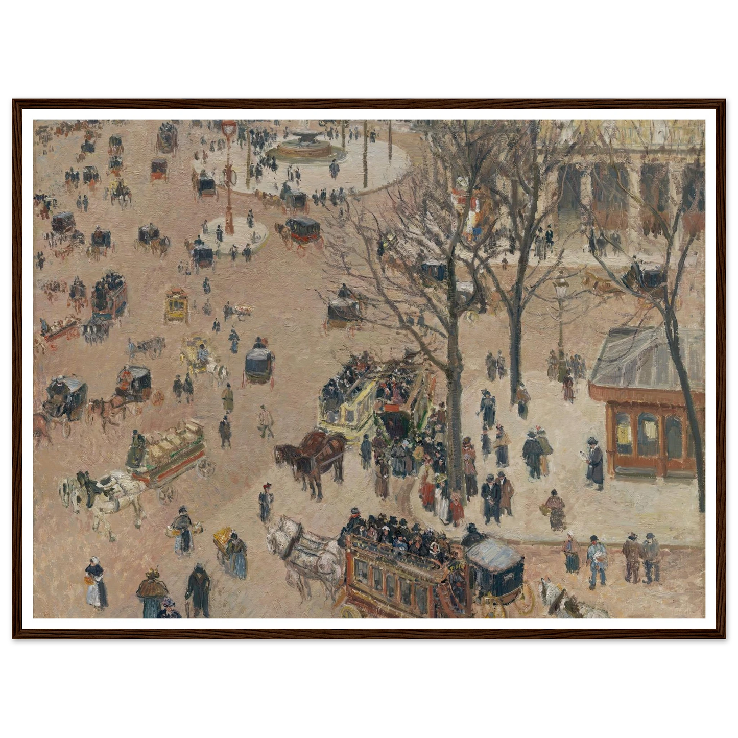 La Place du Théâtre Français (1898) Art Print | Camille Pissarro - Framed Poster - 30x40 cm / 12x16″ - Black frame