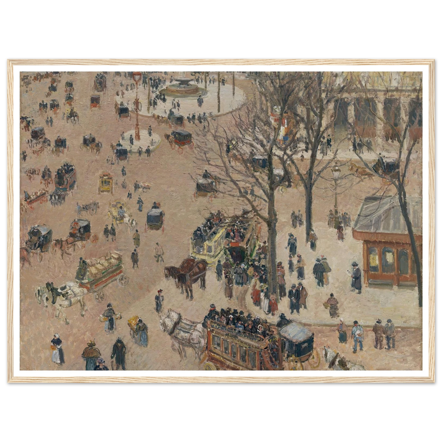 La Place du Théâtre Français (1898) Art Print | Camille Pissarro - Framed Poster - 30x40 cm / 12x16″ - Black frame