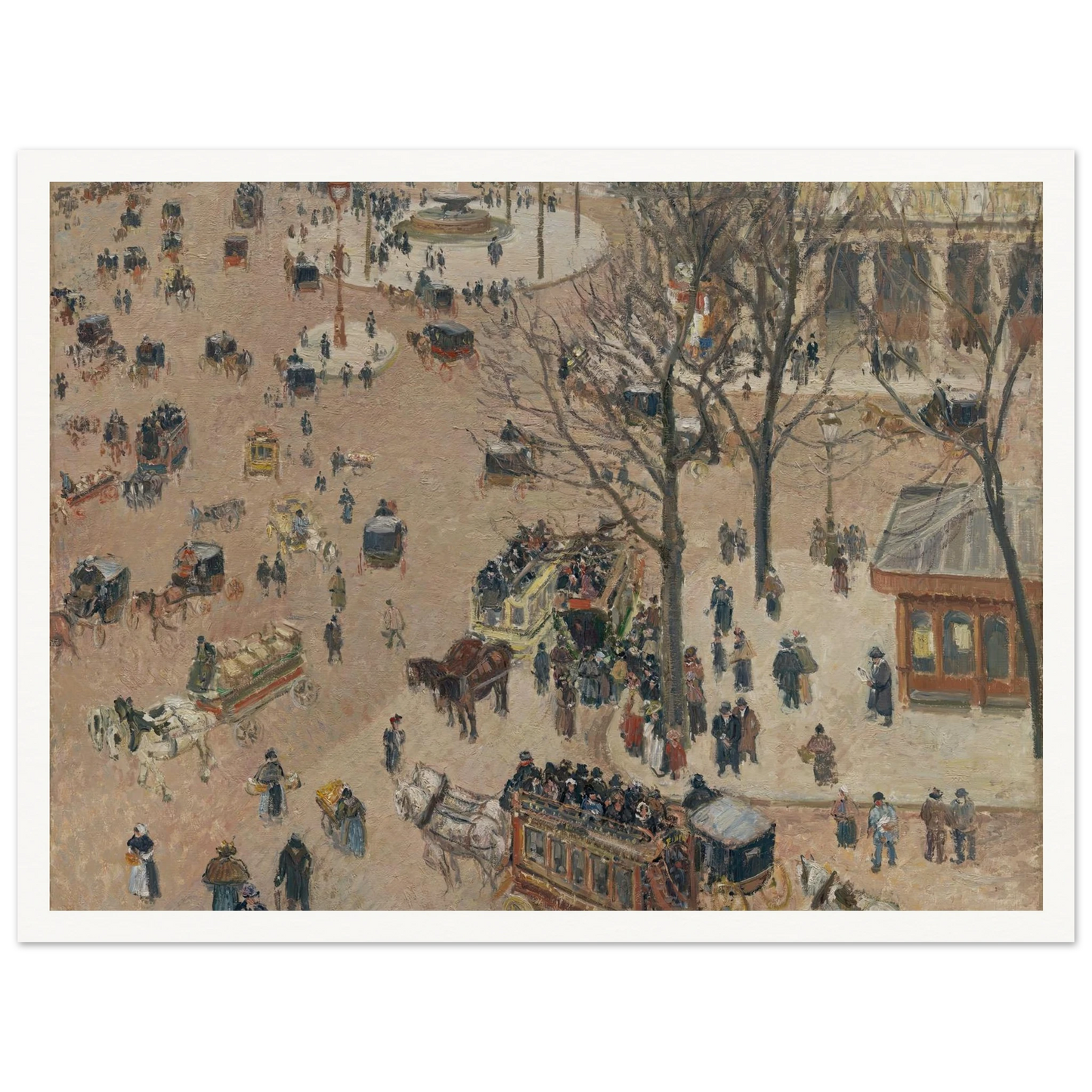 La Place du Théâtre Français (1898) Art Print | Camille Pissarro - Framed Poster - 30x40 cm / 12x16″ - Black frame