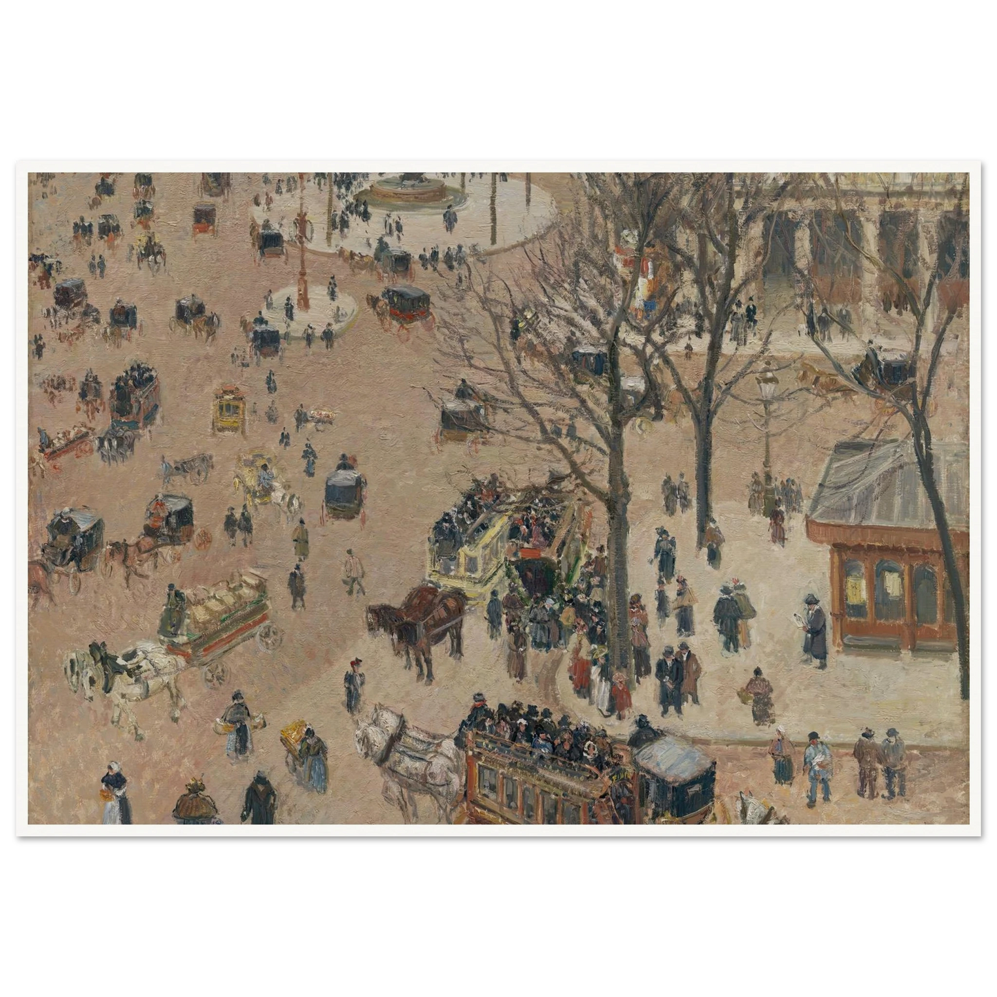 La Place du Théâtre Français (1898) Art Print | Camille Pissarro - Framed Poster - 30x40 cm / 12x16″ - Black frame