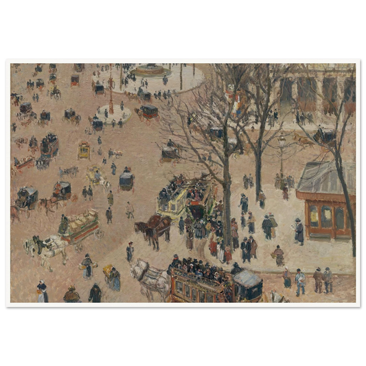 La Place du Théâtre Français (1898) Art Print | Camille Pissarro - Framed Poster - 30x40 cm / 12x16″ - Black frame