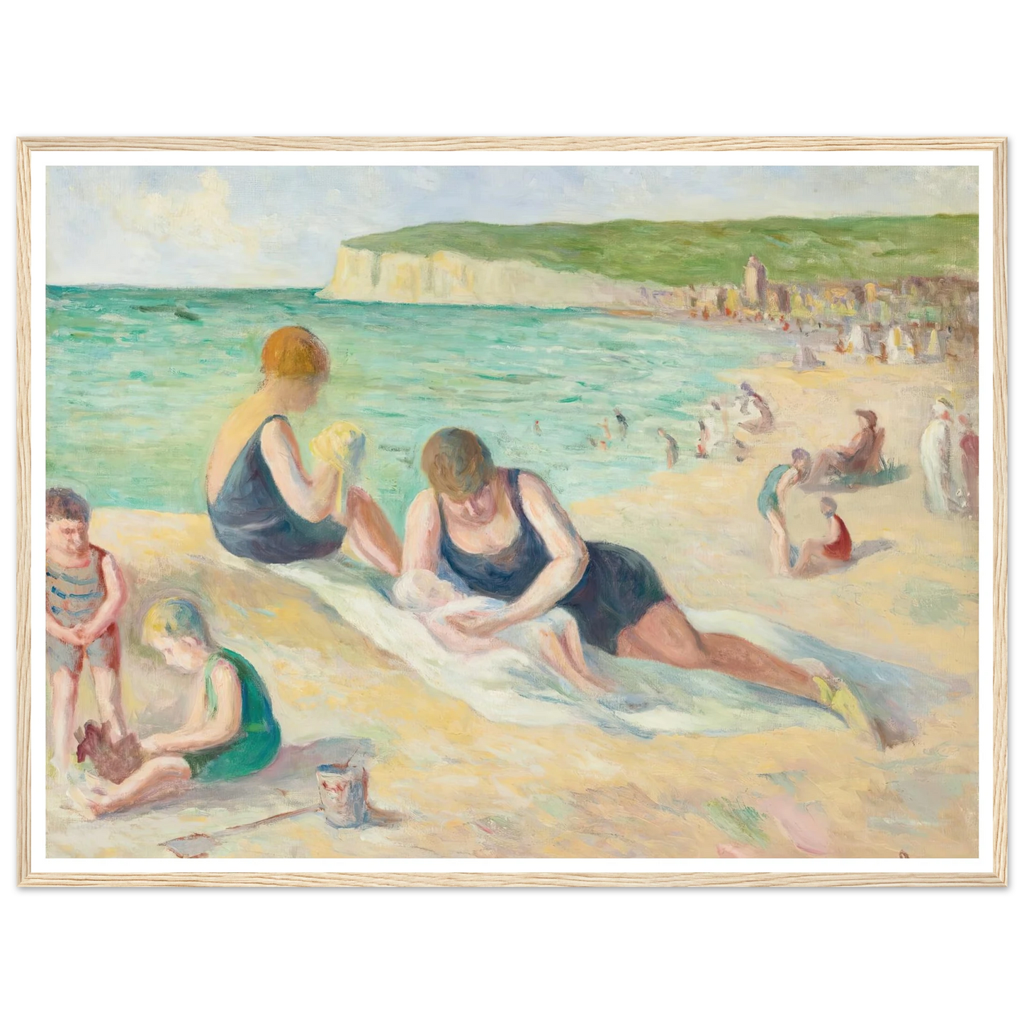 La Plage De Mers-Les-Bains (1934) Art Print | Maximilien Luce - Framed Poster - 30x40 cm / 12x16″ - Black frame